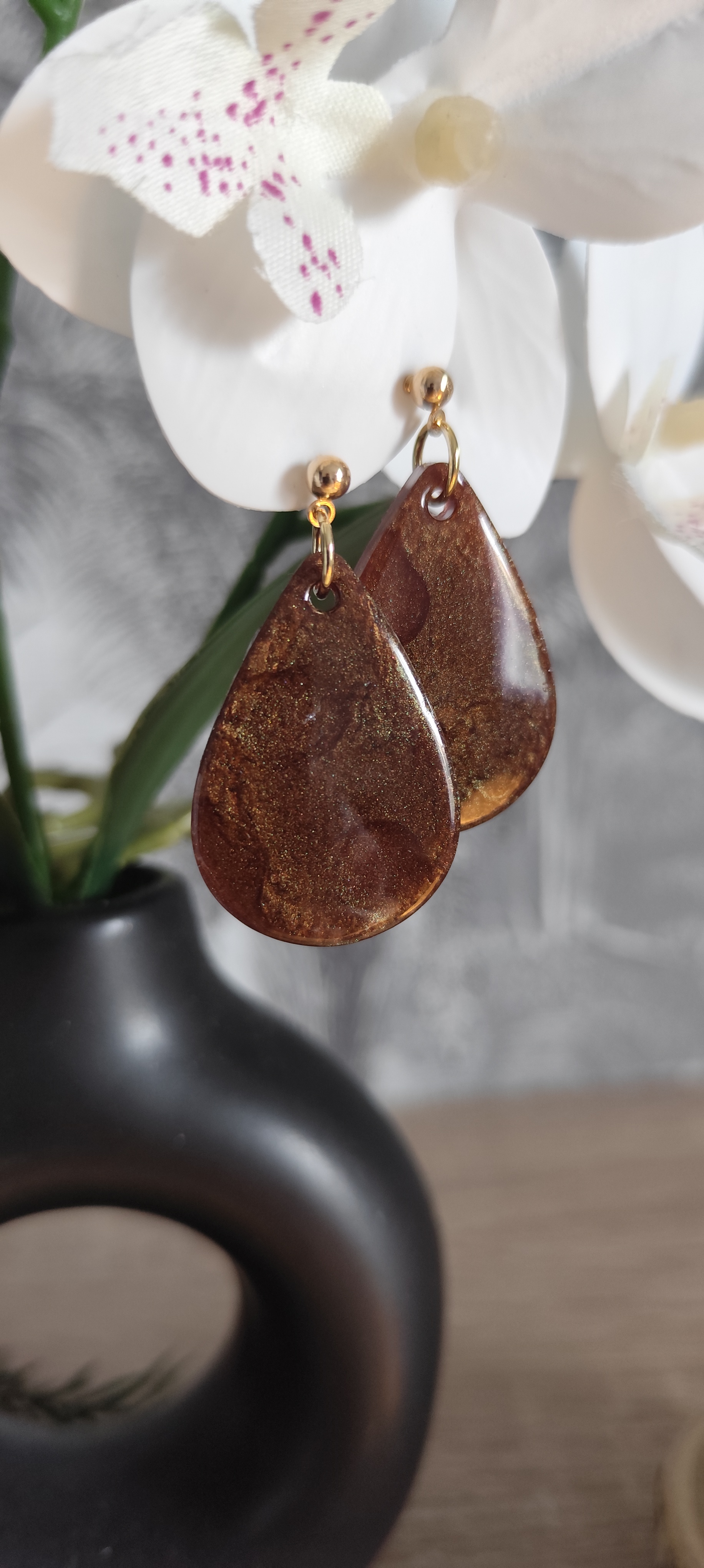 Boucles d'oreilles goutte en résine