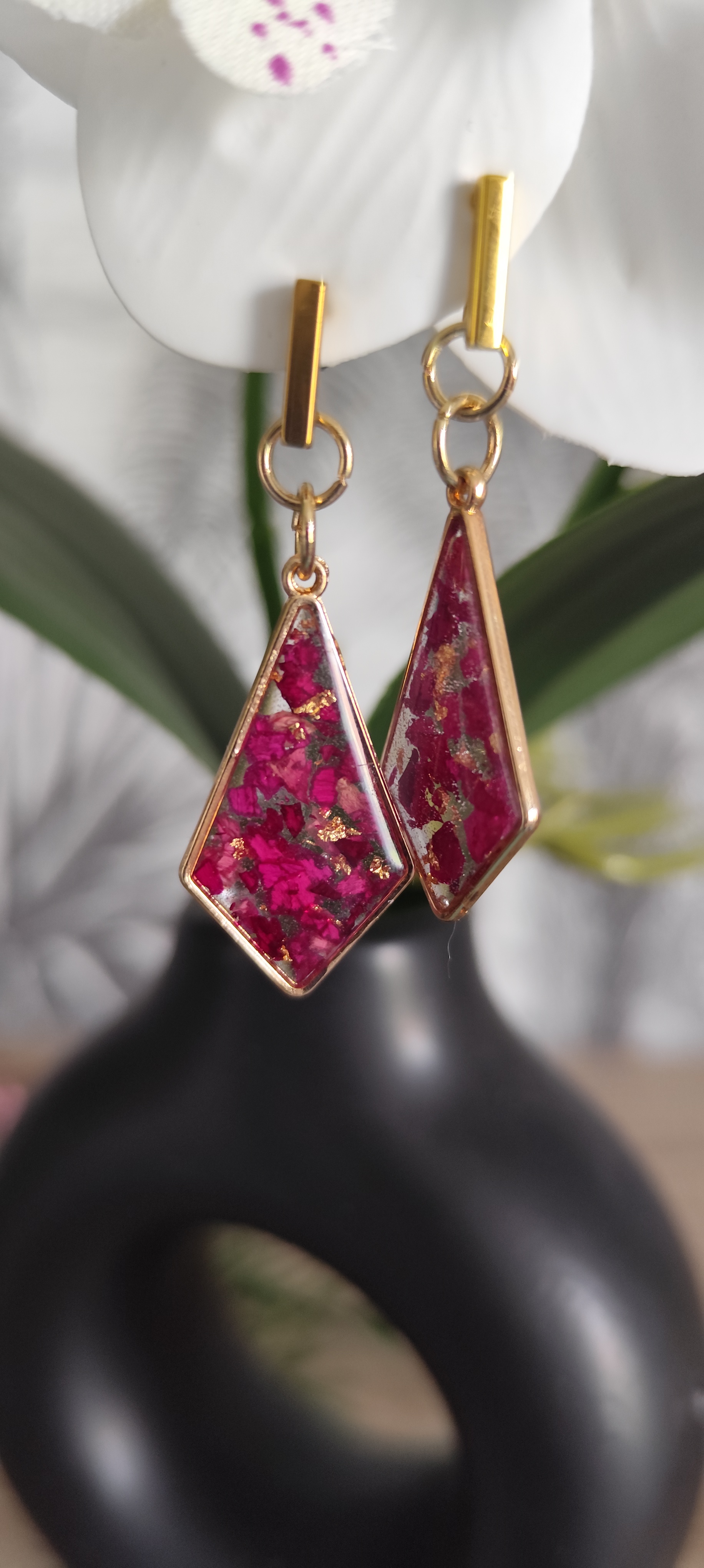 Boucles d'oreilles résine florale