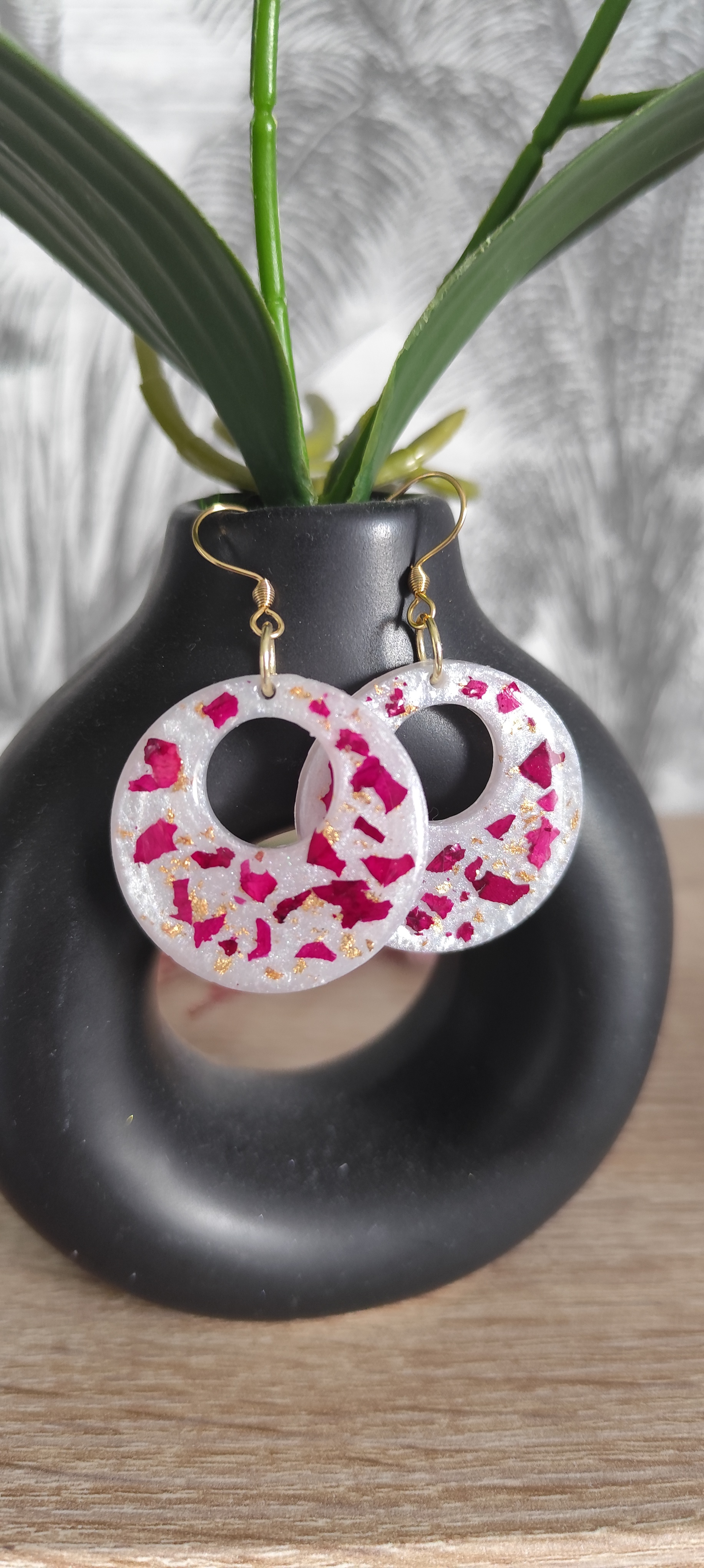 Boucles d'oreilles cercle rose
