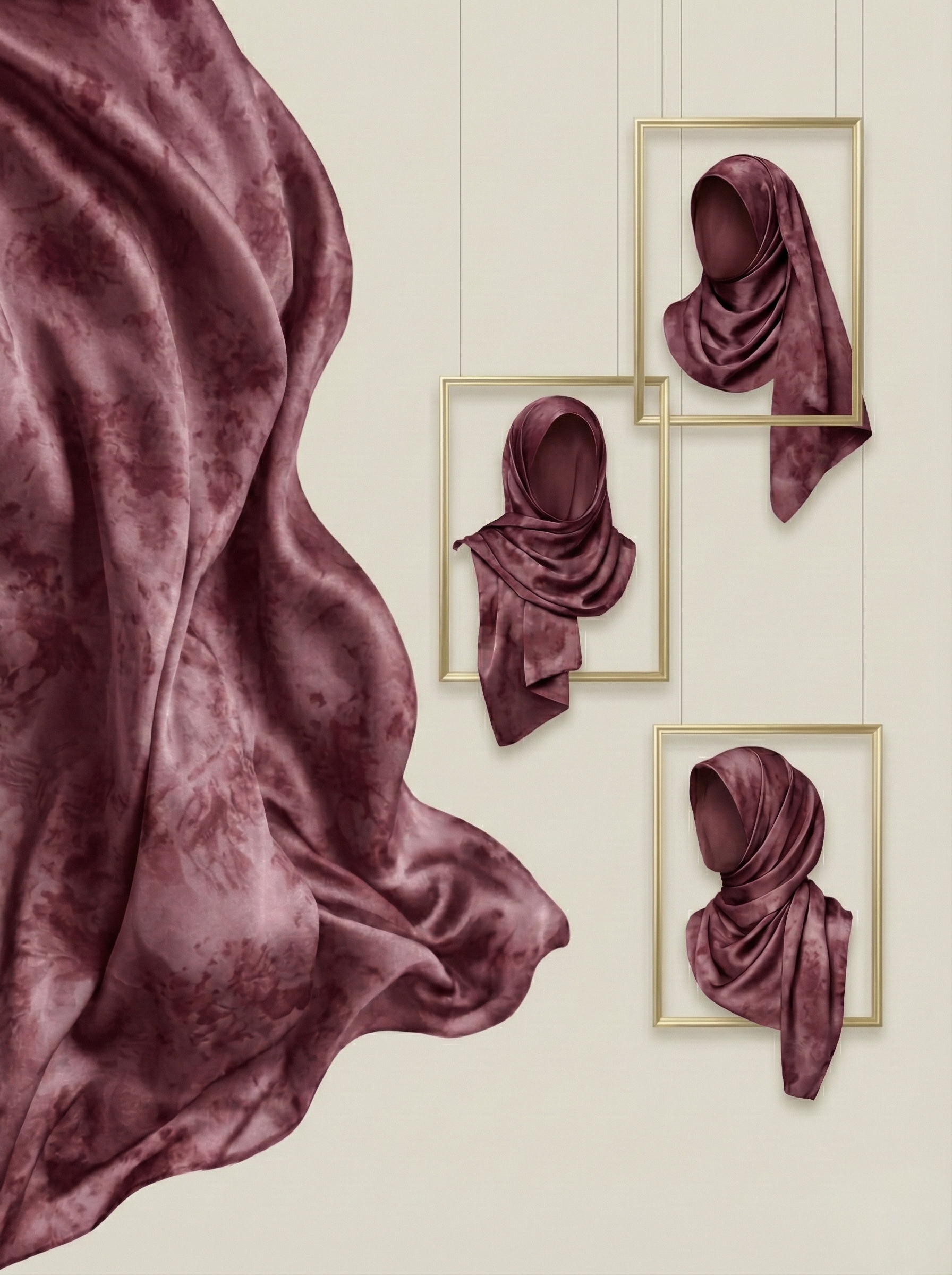 Burgundy Marble Printed Hijab
