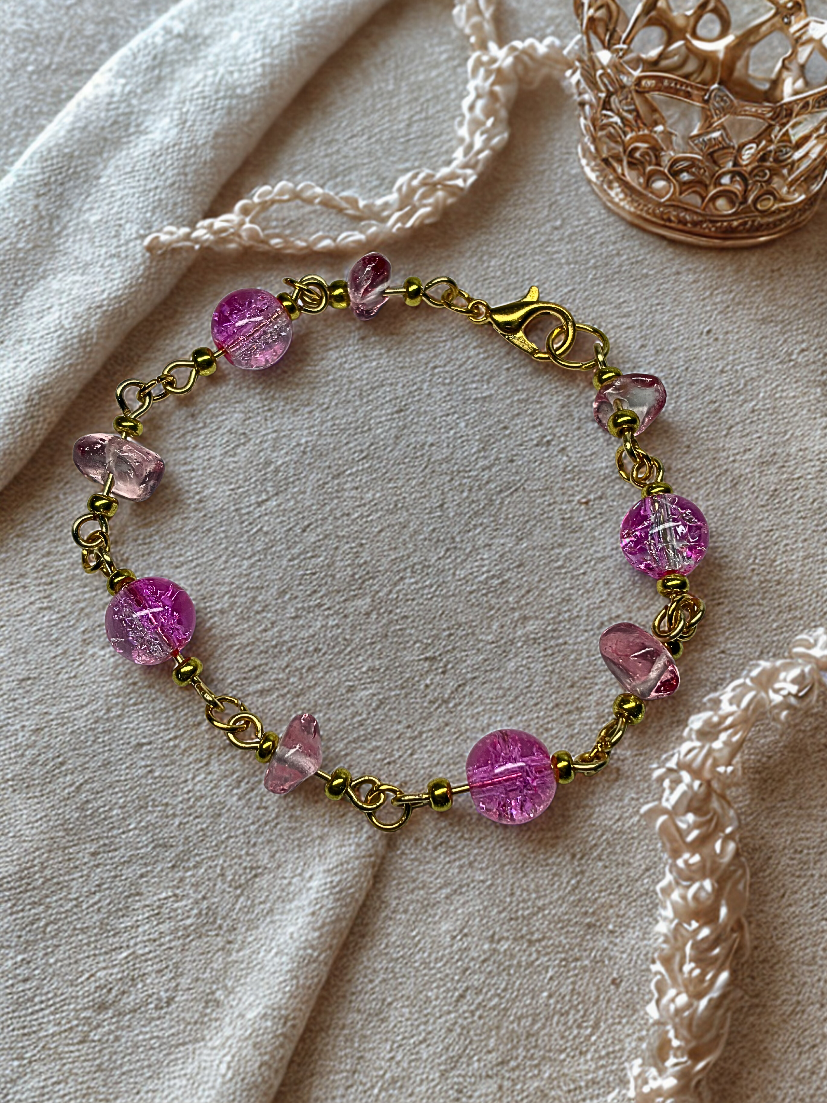 Handmade Pink Beaded Bracelet