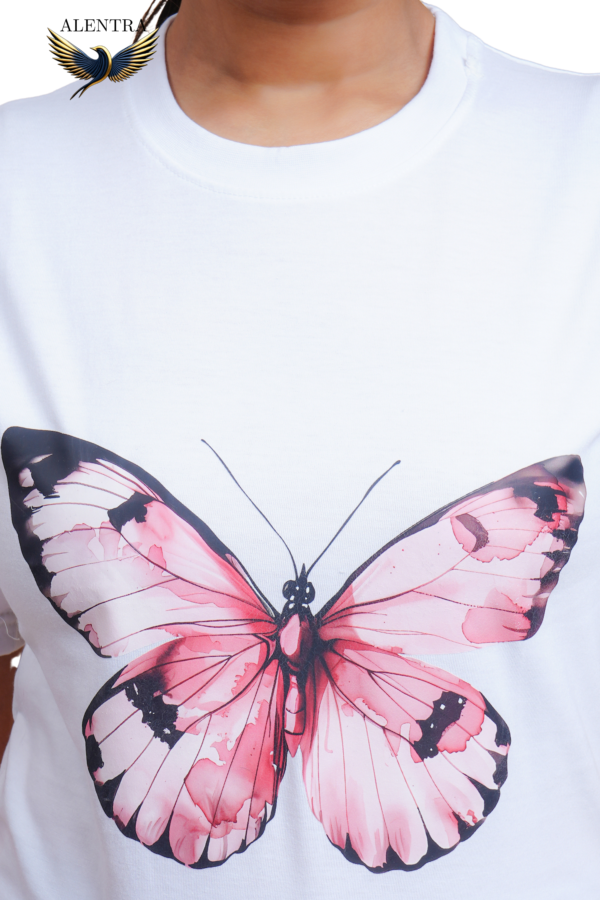 Butterfly Print White T-Shirt