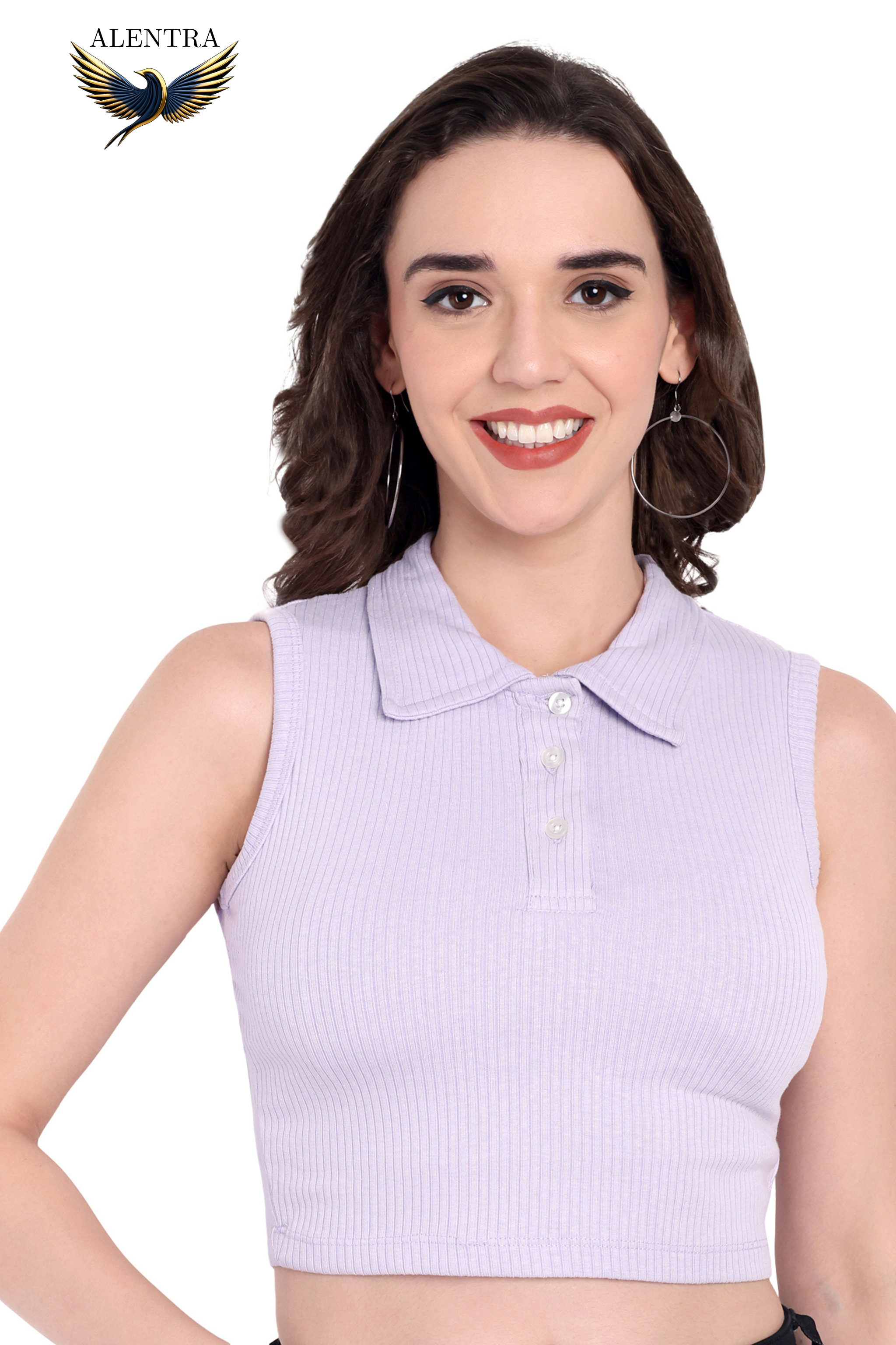 Sleeveless Polo Crop Top