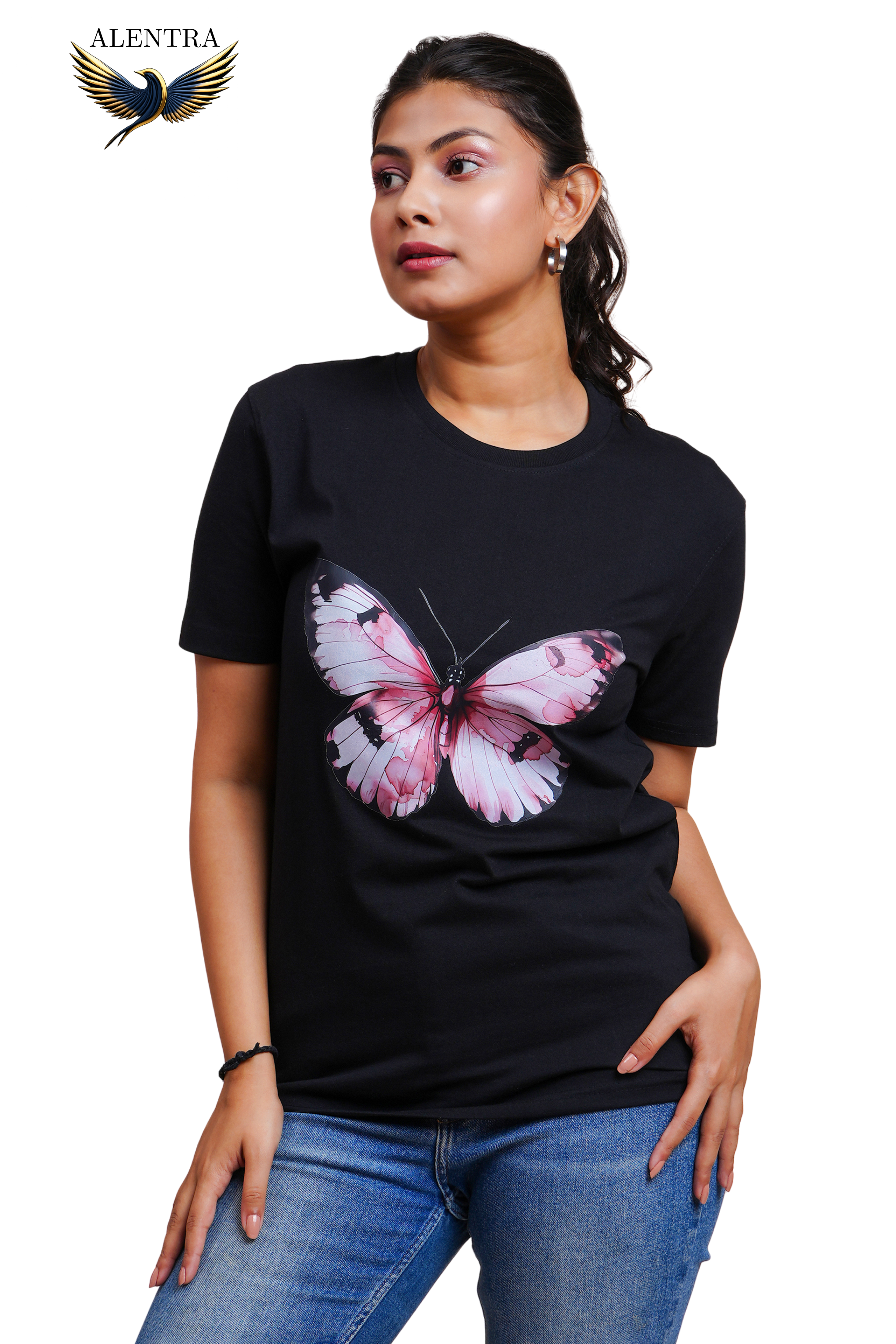 Pink Butterfly Graphic T-Shirt