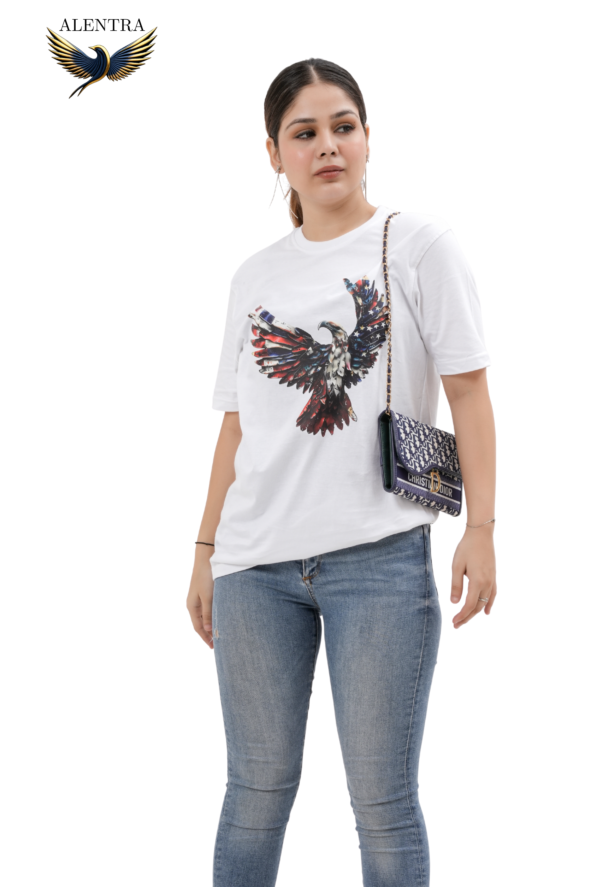 Alentra White Graphic Eagle T-Shirt