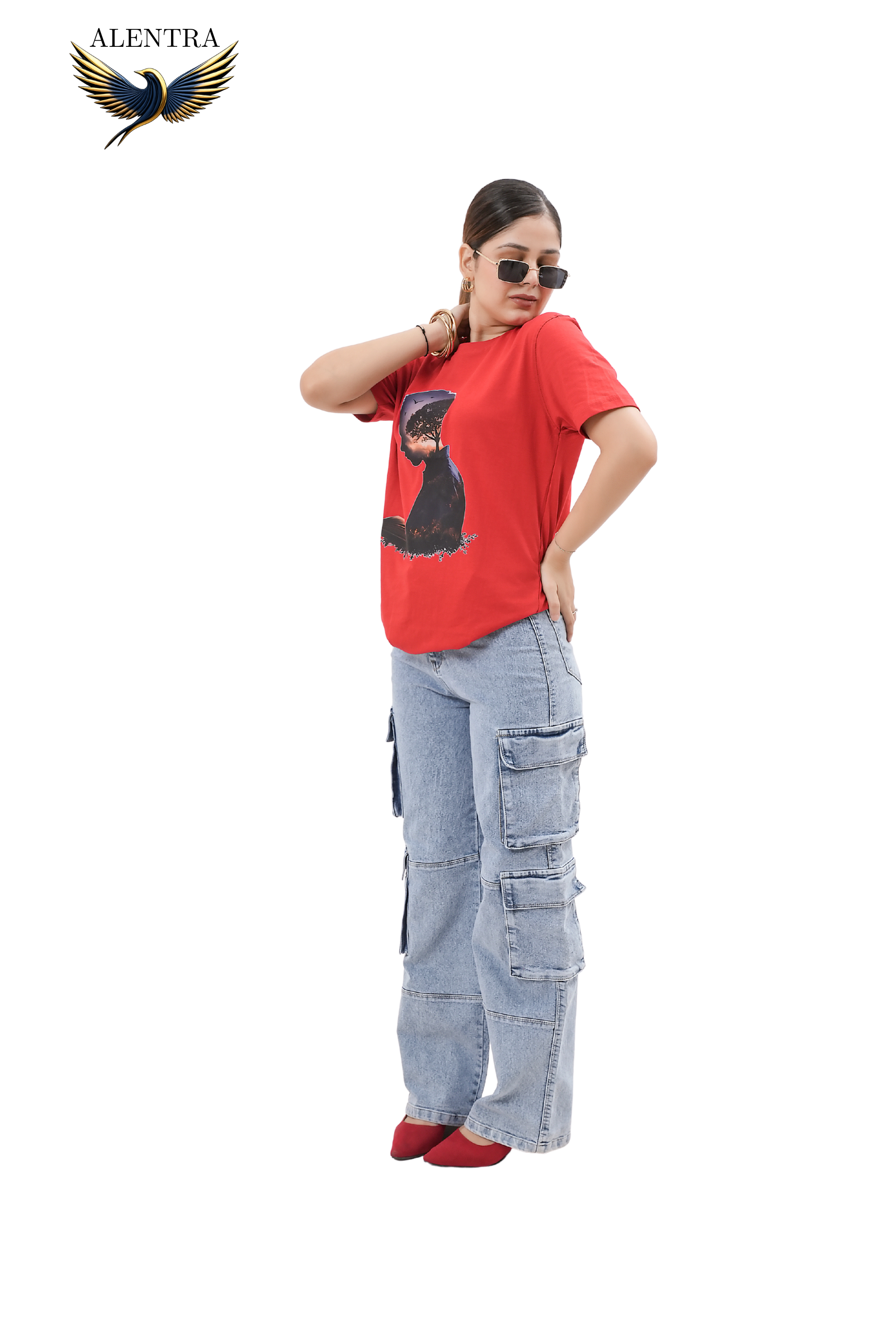 Red Artistic Print T-Shirt