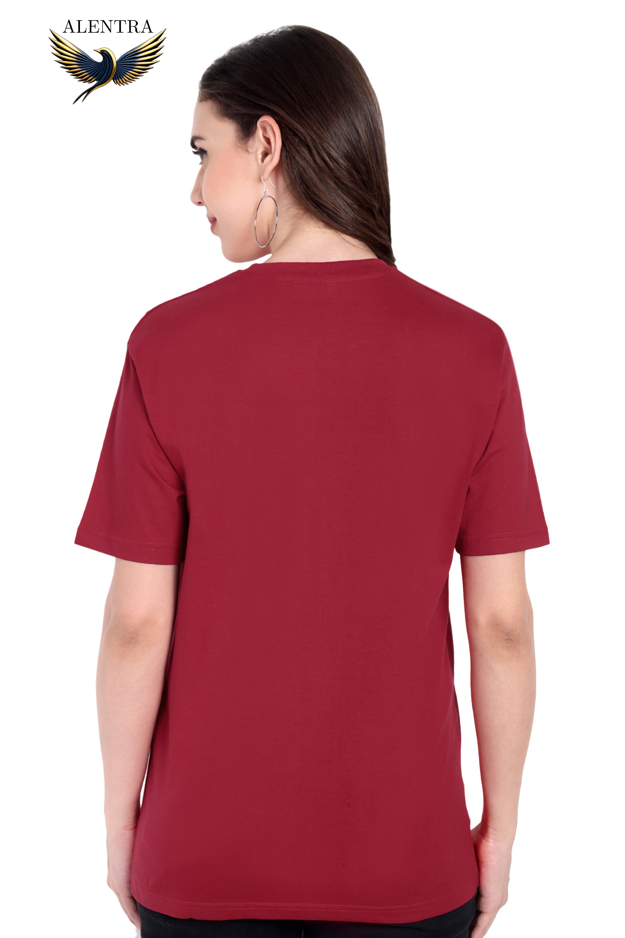 Alentra Maroon Cotton T-Shirt
