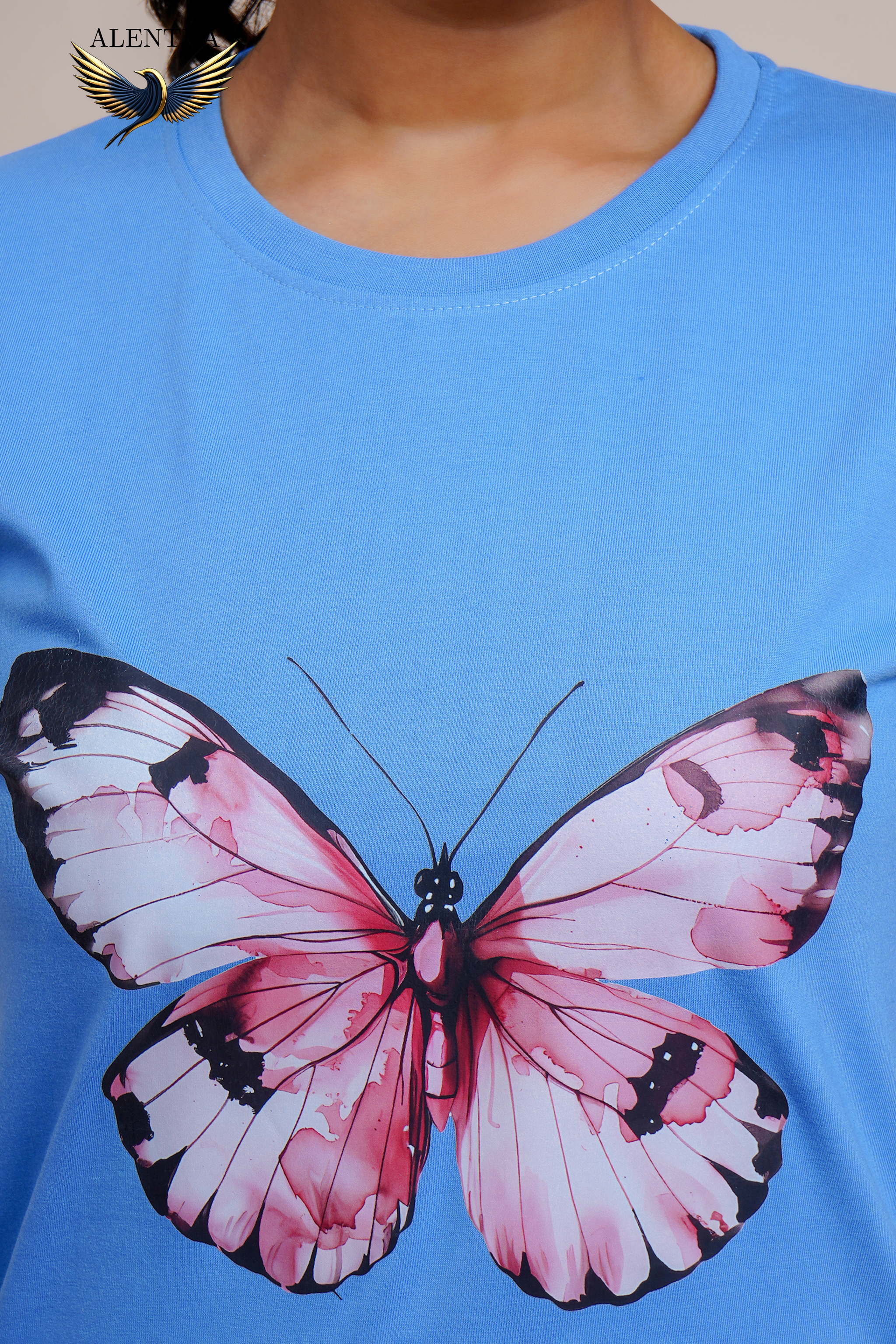 Blue Butterfly Graphic T-Shirt