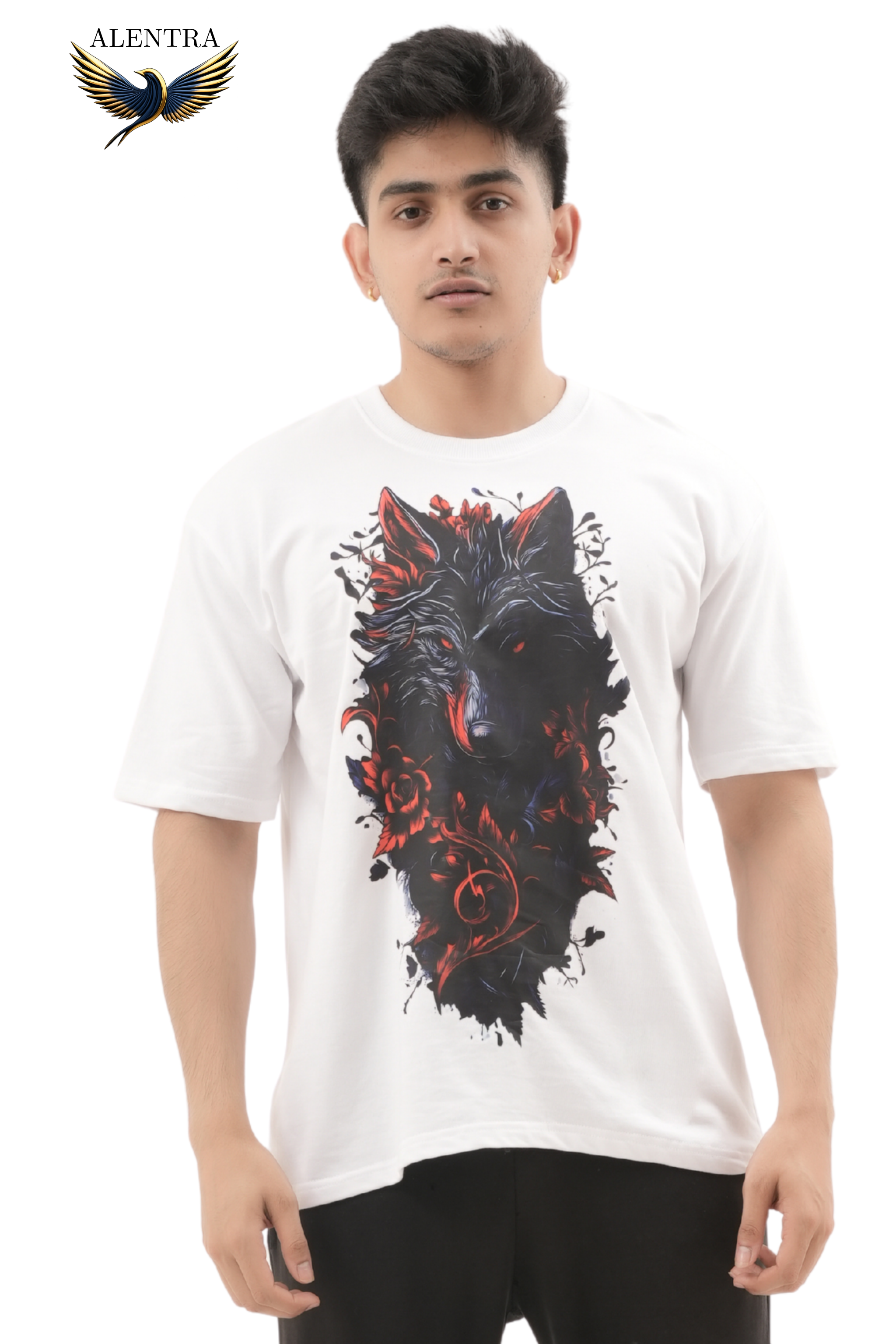 Wolf Print White T-Shirt