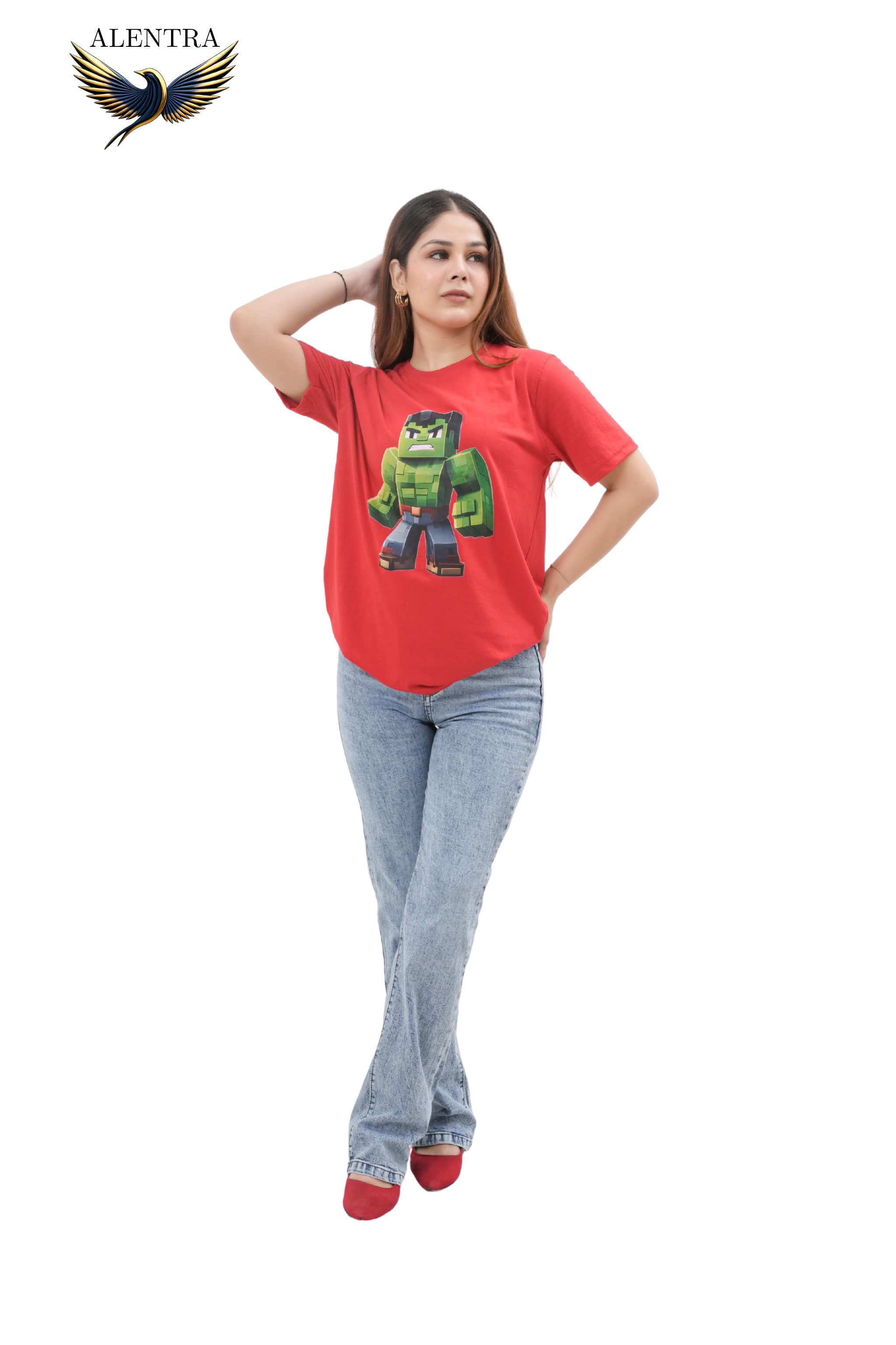 Red Hulk Pixel Graphic T-Shirt