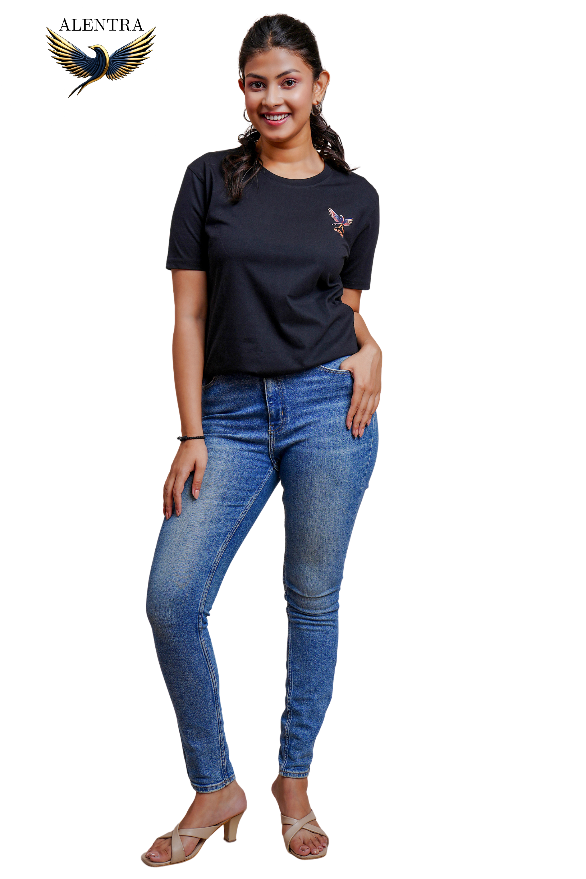 Alentra Black Bird DTF Print T-Shirt