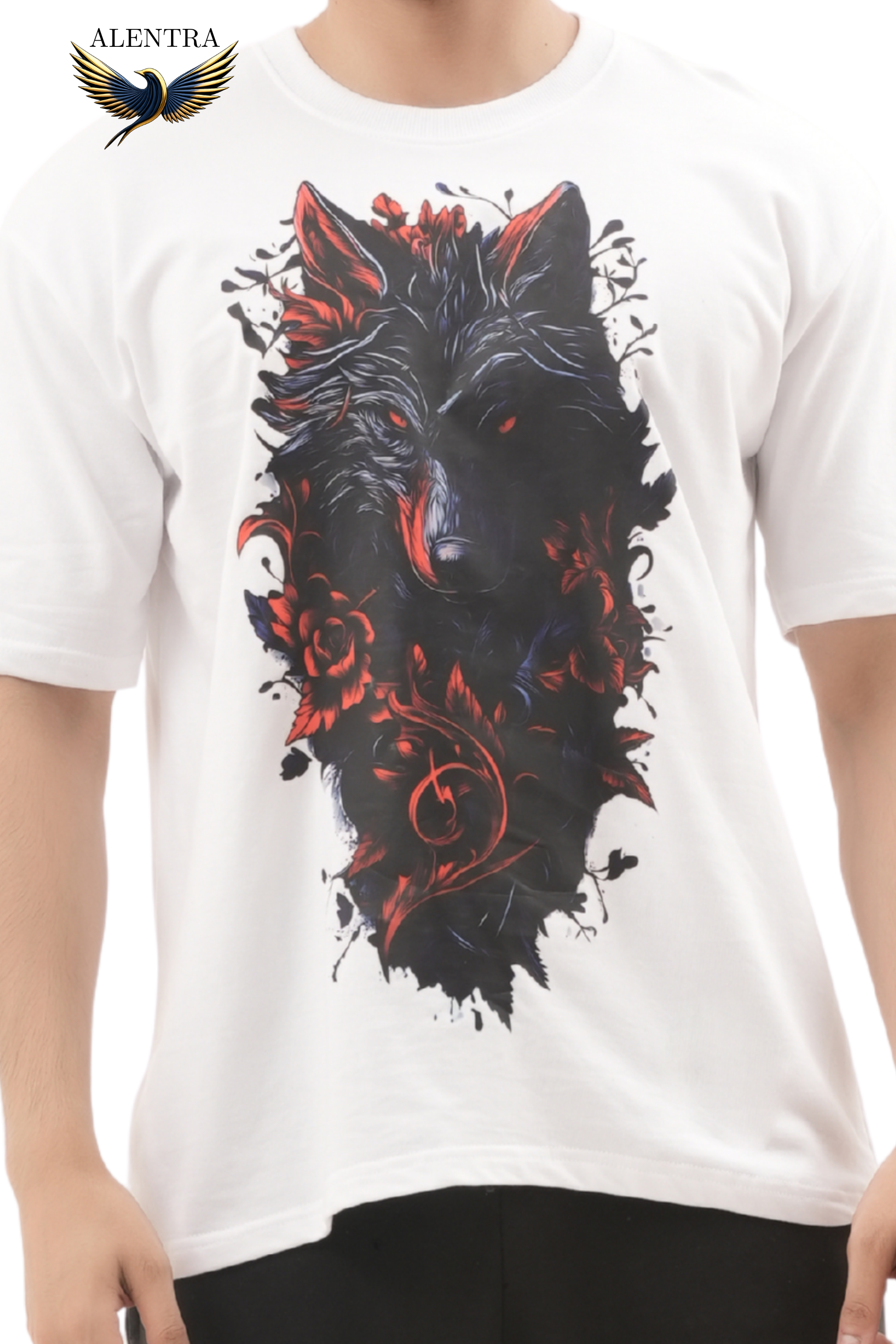 Wolf Print White T-Shirt
