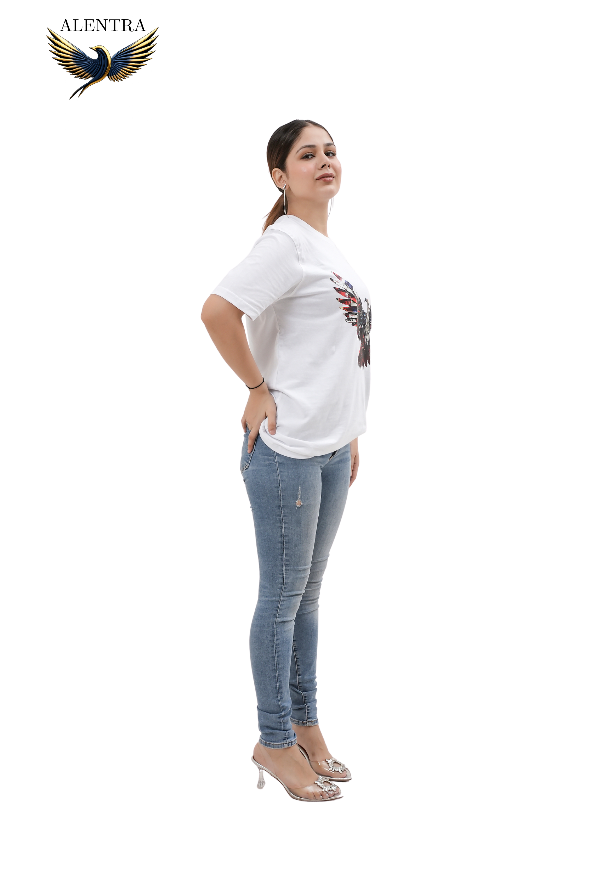 Alentra White Graphic Eagle T-Shirt