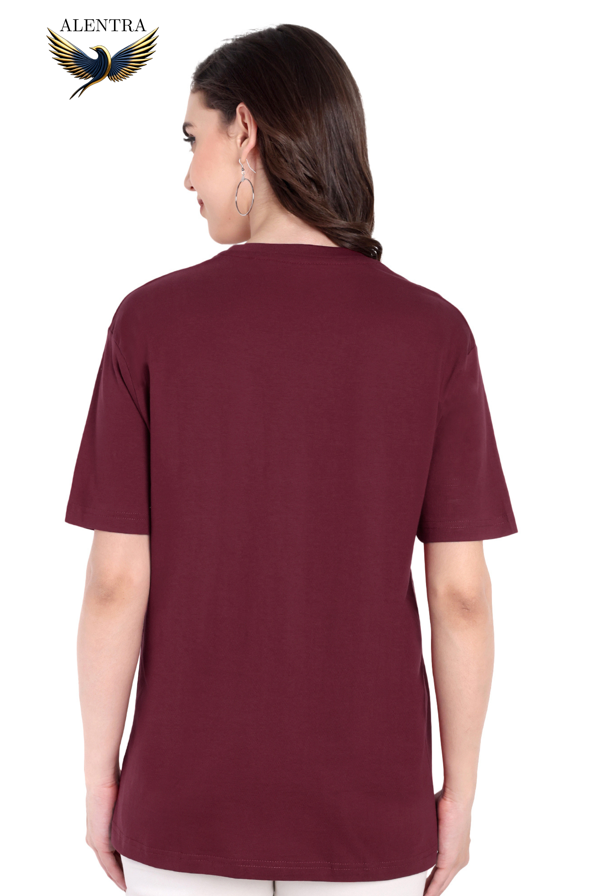 Alentra Maroon Cotton T-Shirt