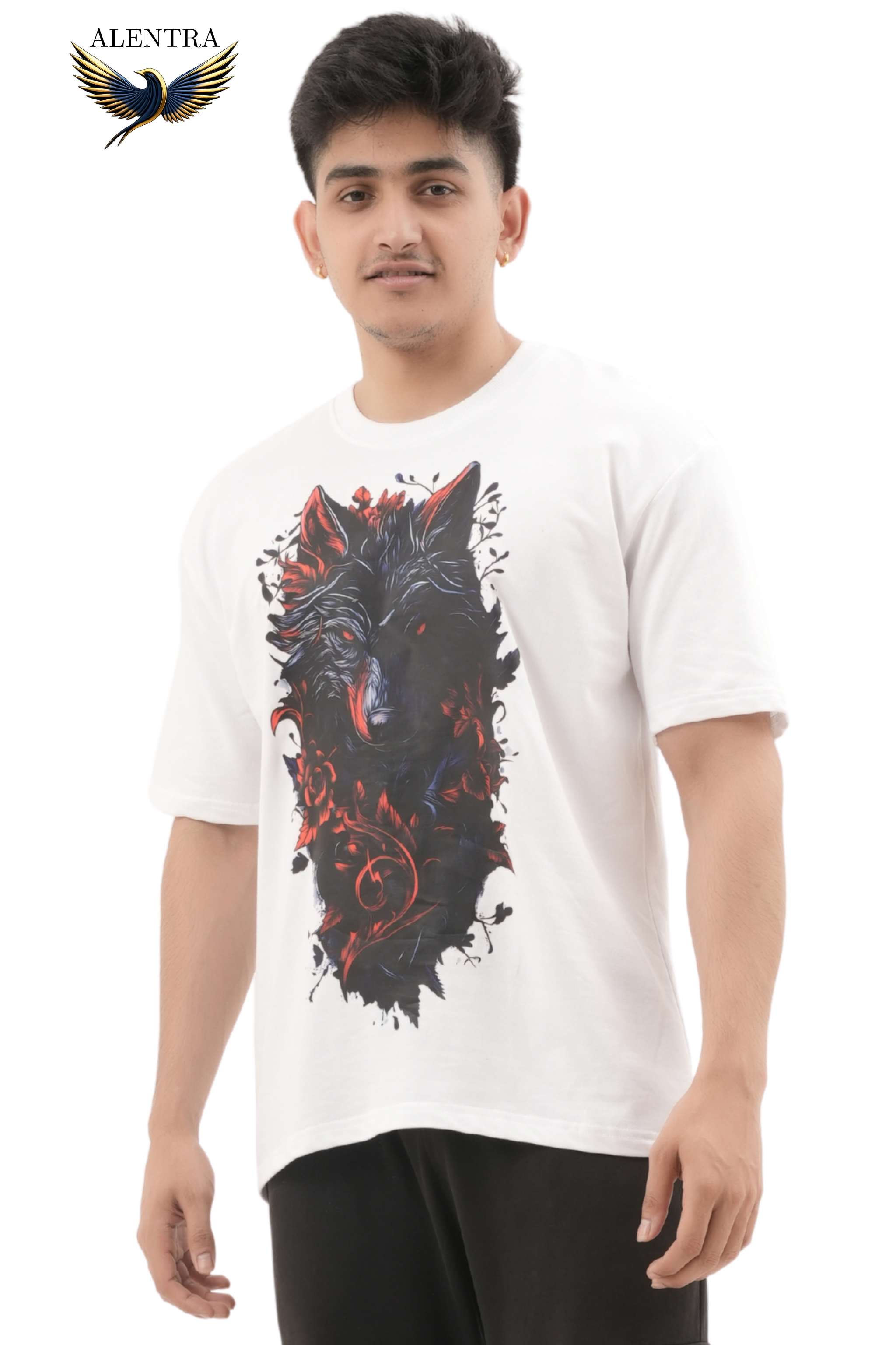 Wolf Print White T-Shirt