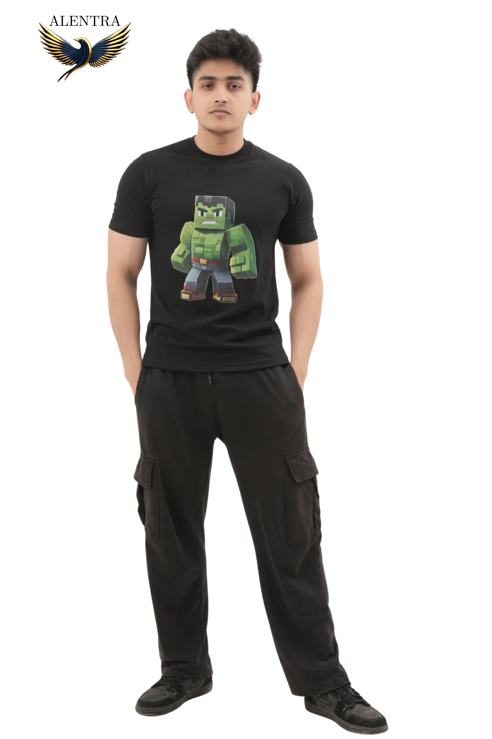Hulk Pixel Art Black T-Shirt