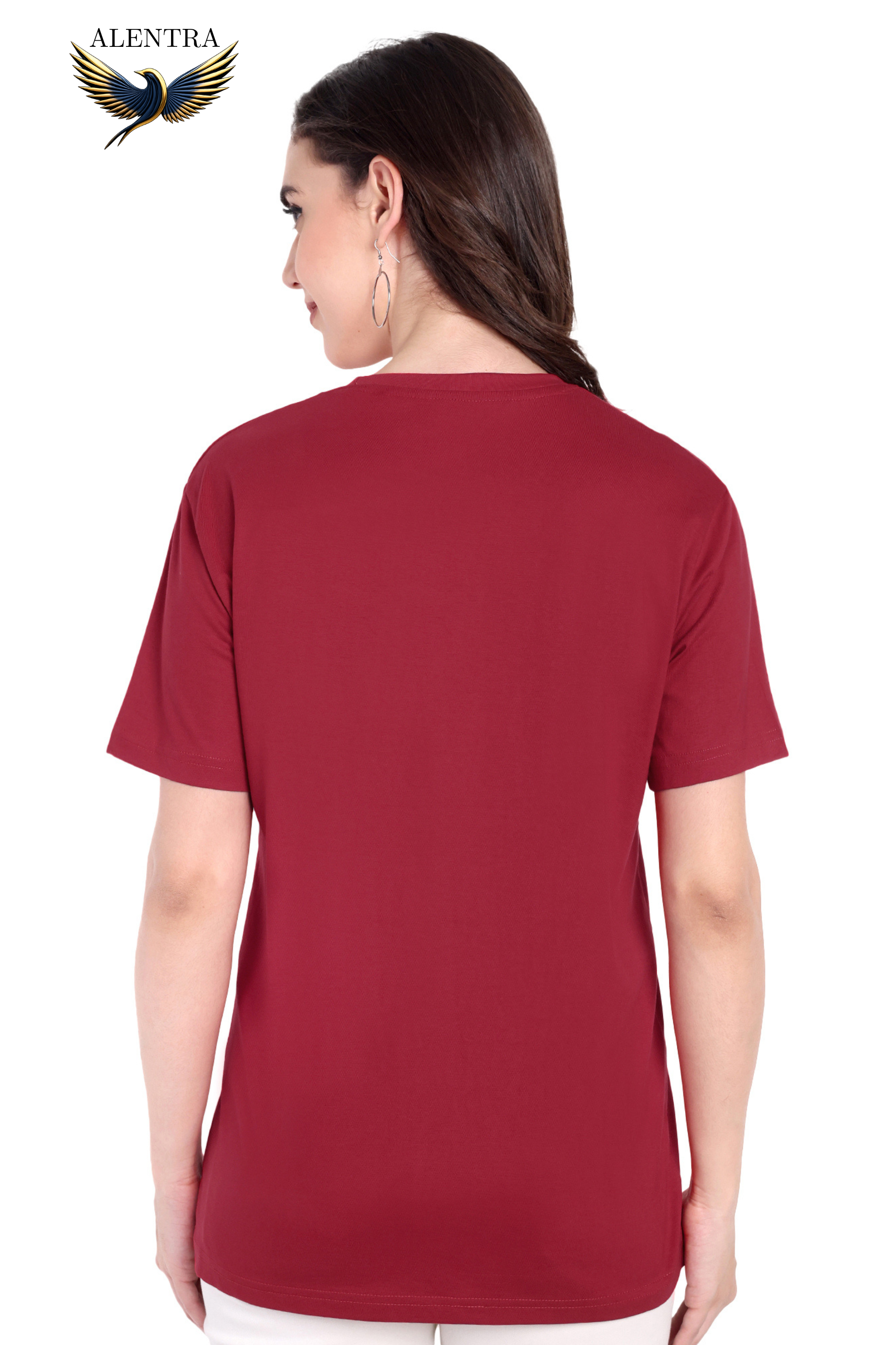 Alentra Maroon Cotton T-Shirt