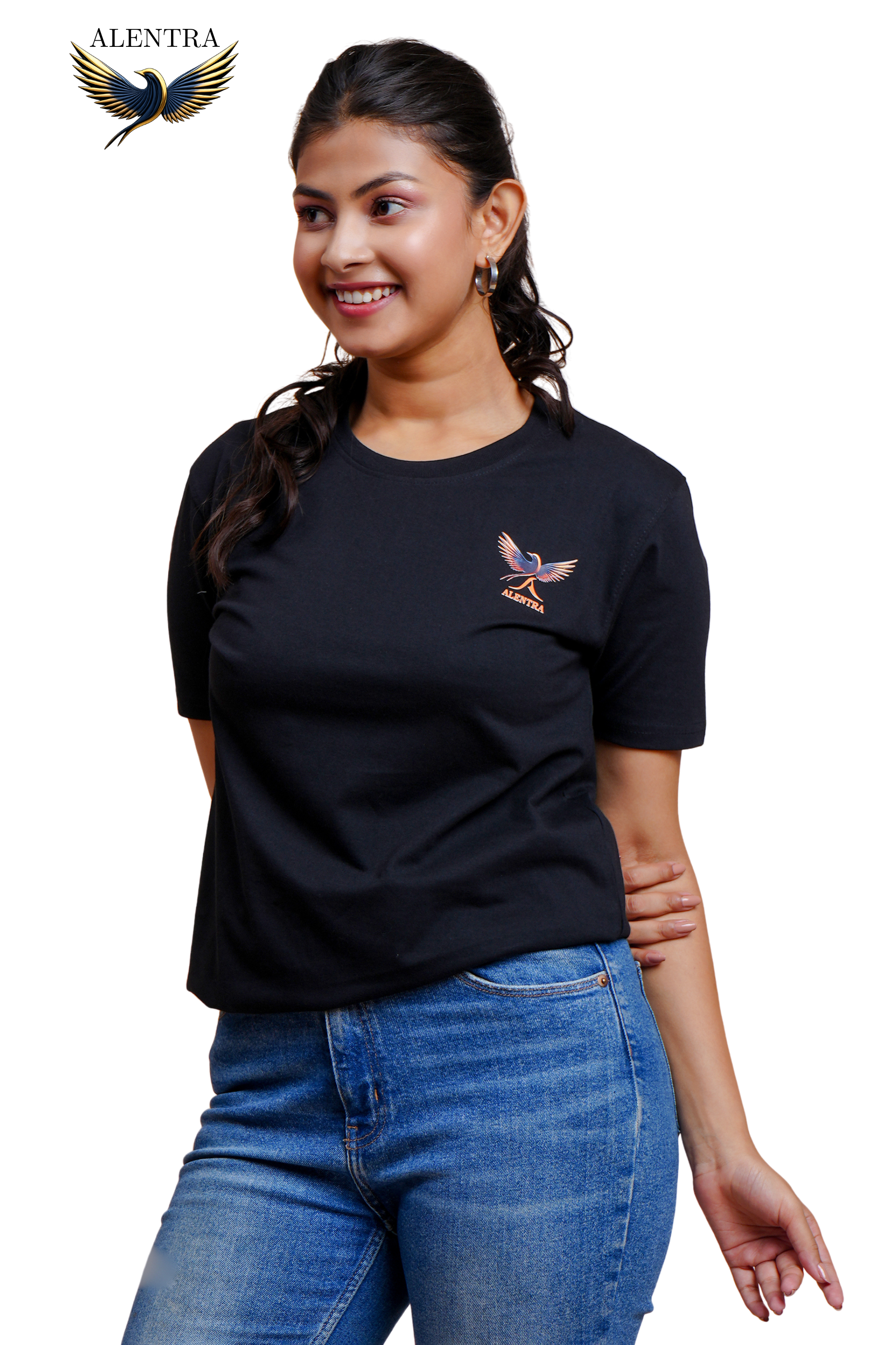 Alentra Black Bird DTF Print T-Shirt