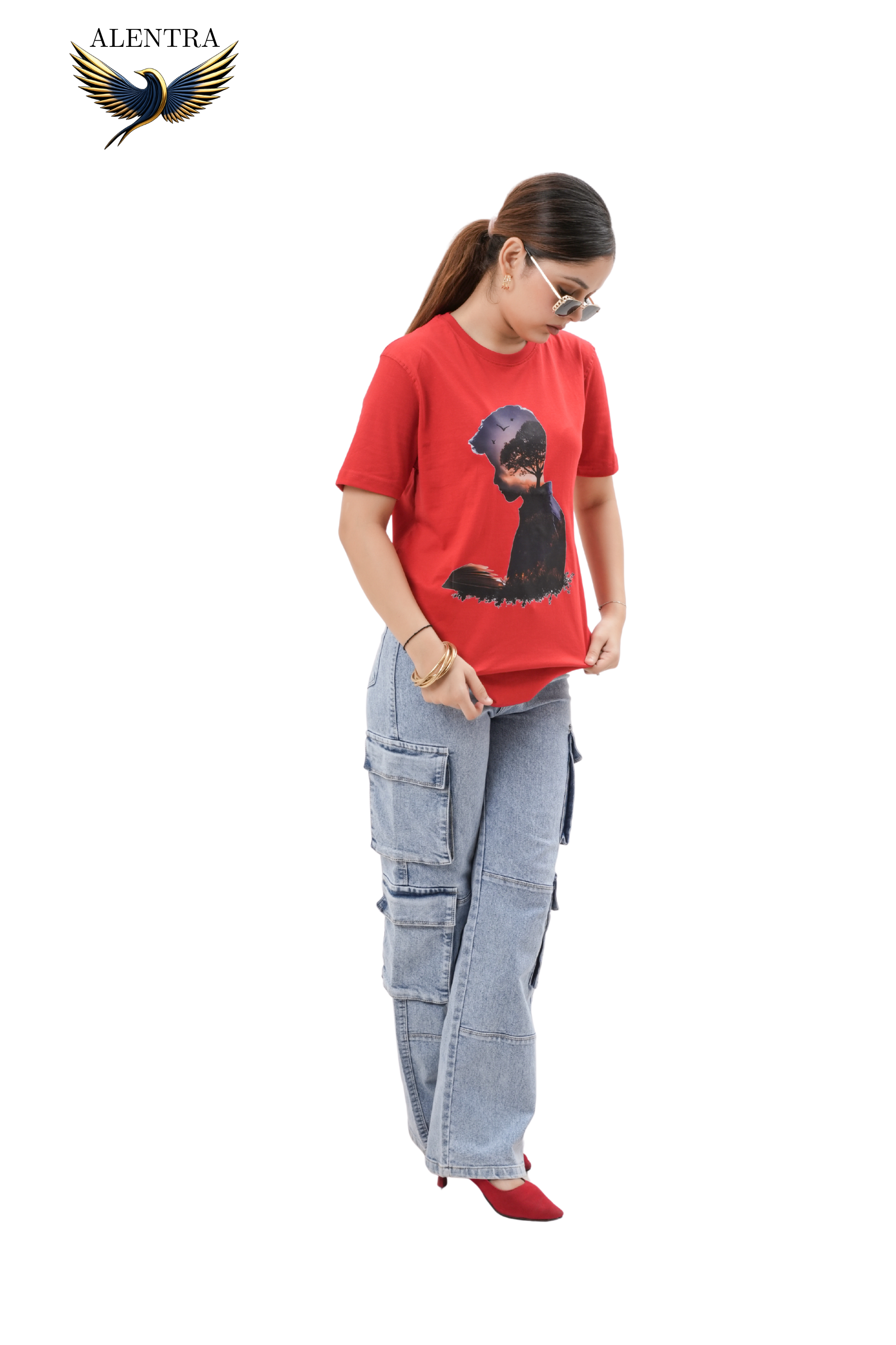 Red Artistic Print T-Shirt