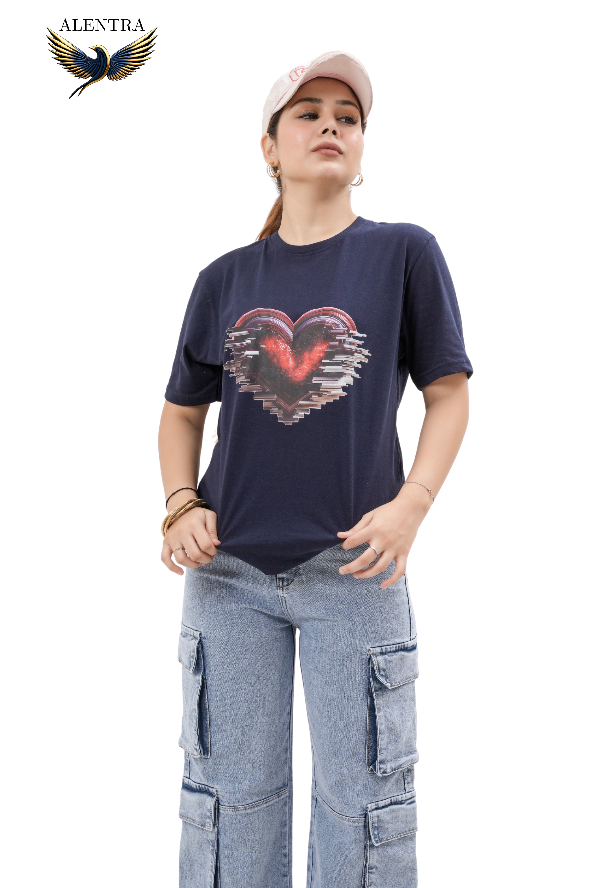 Graphic Heart Navy T-Shirt