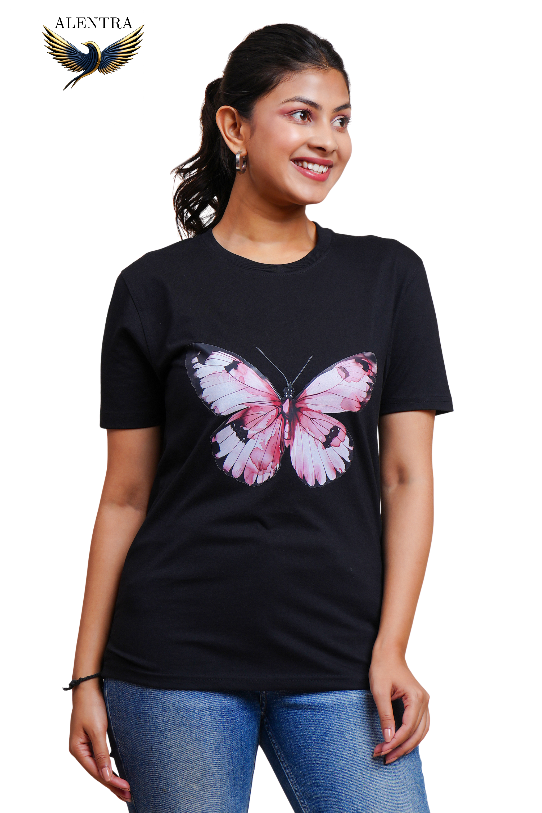 Pink Butterfly Graphic T-Shirt
