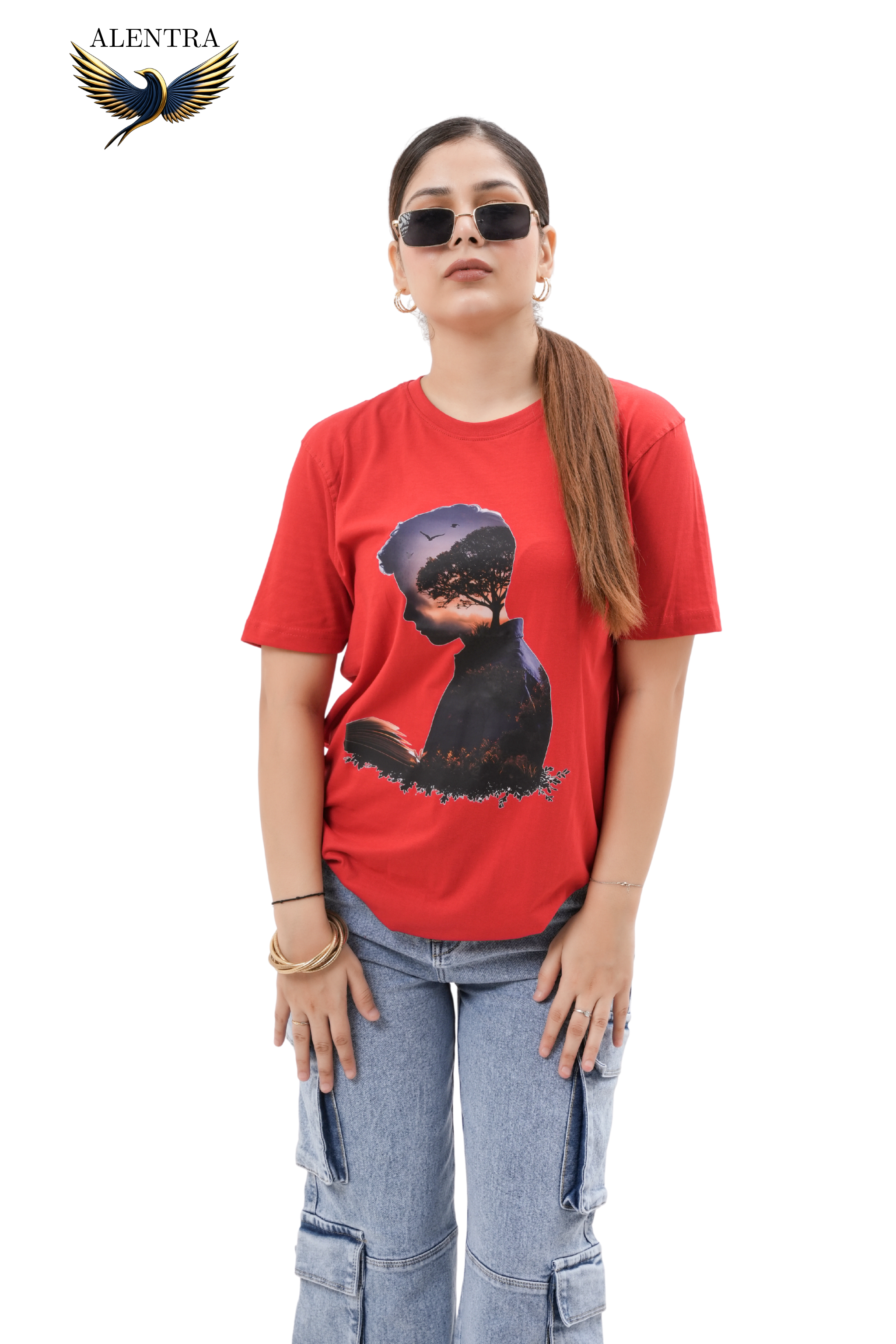 Red Artistic Print T-Shirt
