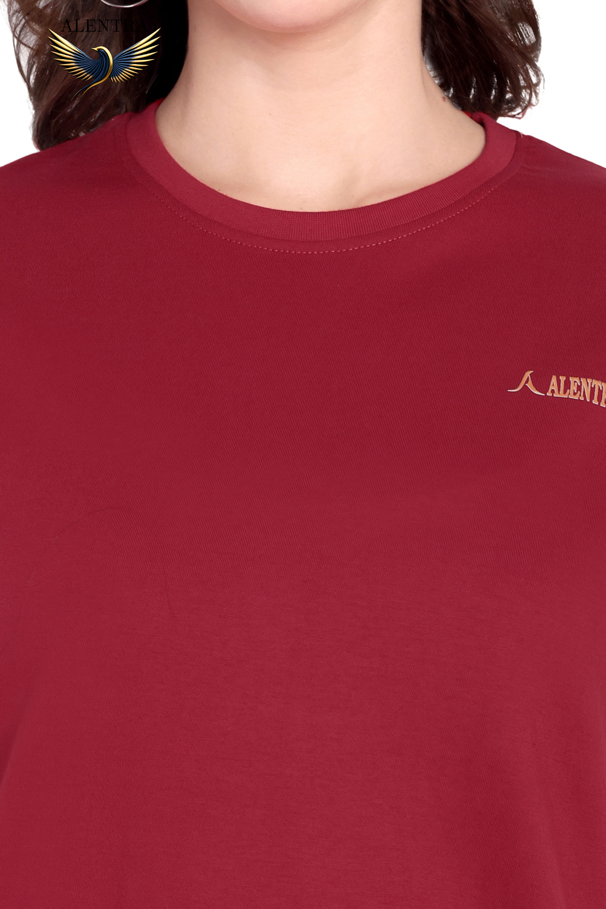 Alentra Maroon Cotton T-Shirt