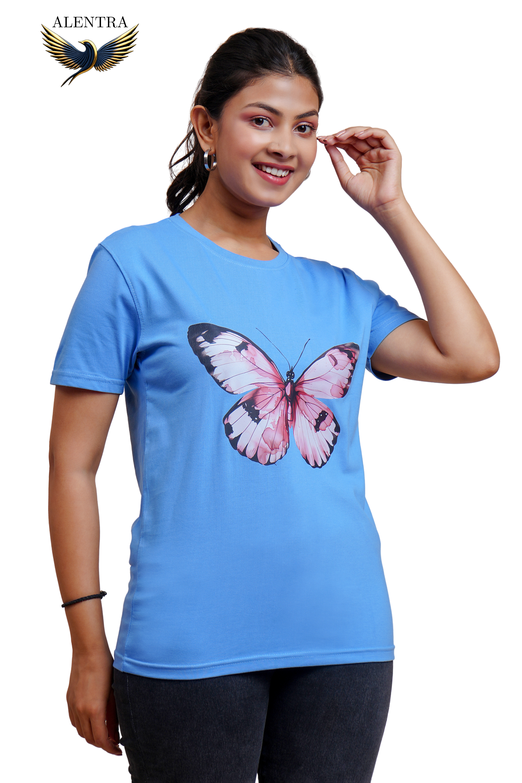 Blue Butterfly Graphic T-Shirt