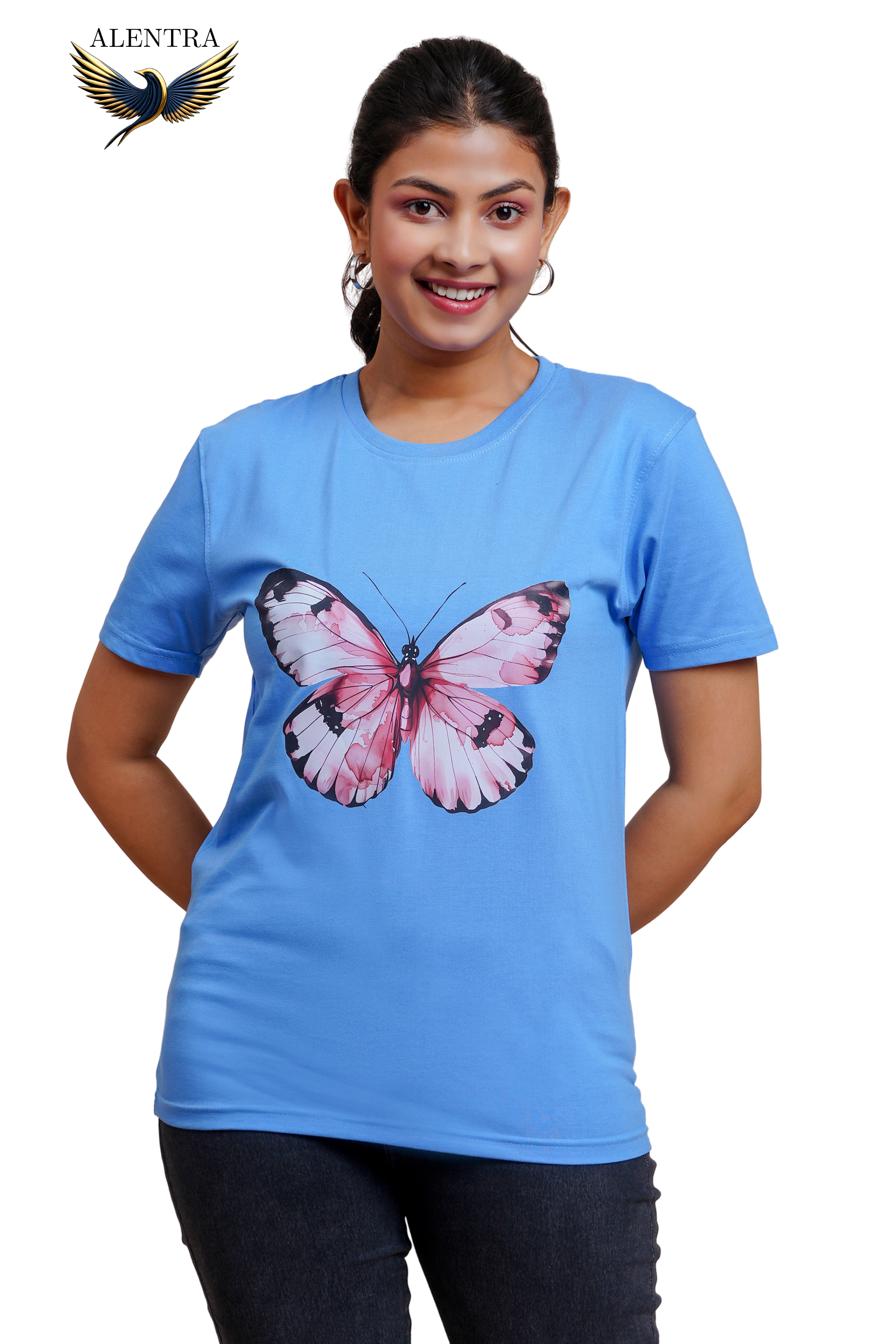 Blue Butterfly Graphic T-Shirt