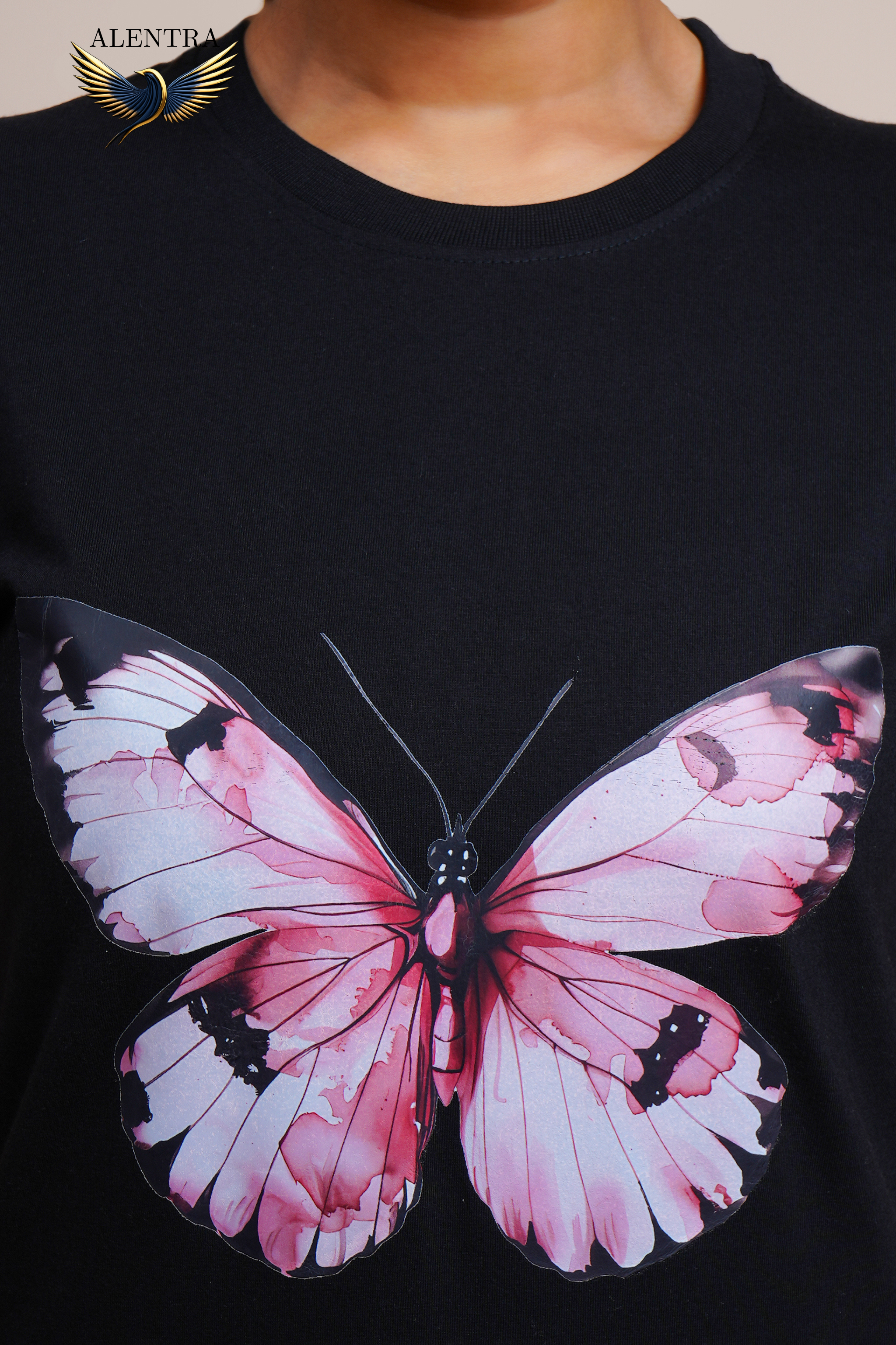 Pink Butterfly Graphic T-Shirt