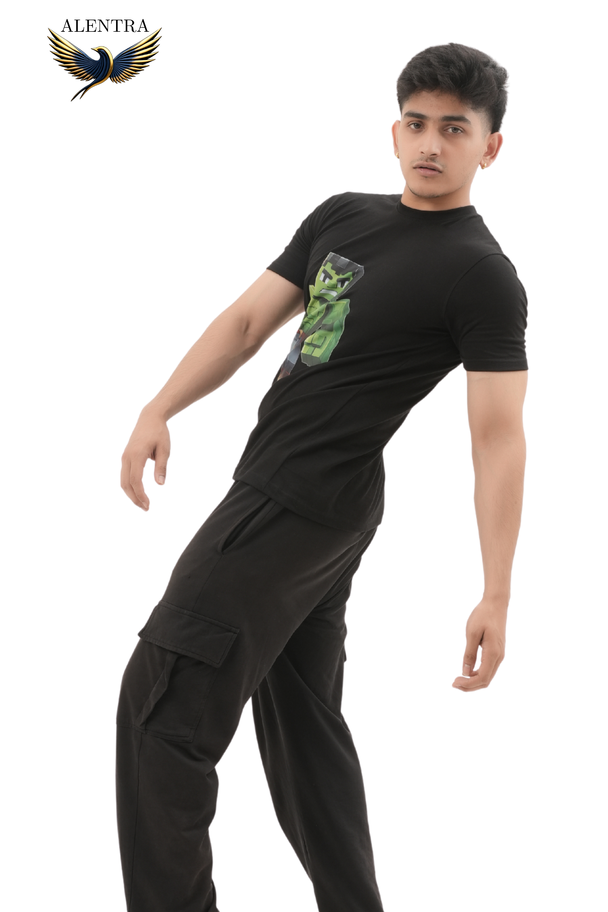 Hulk Pixel Art Black T-Shirt