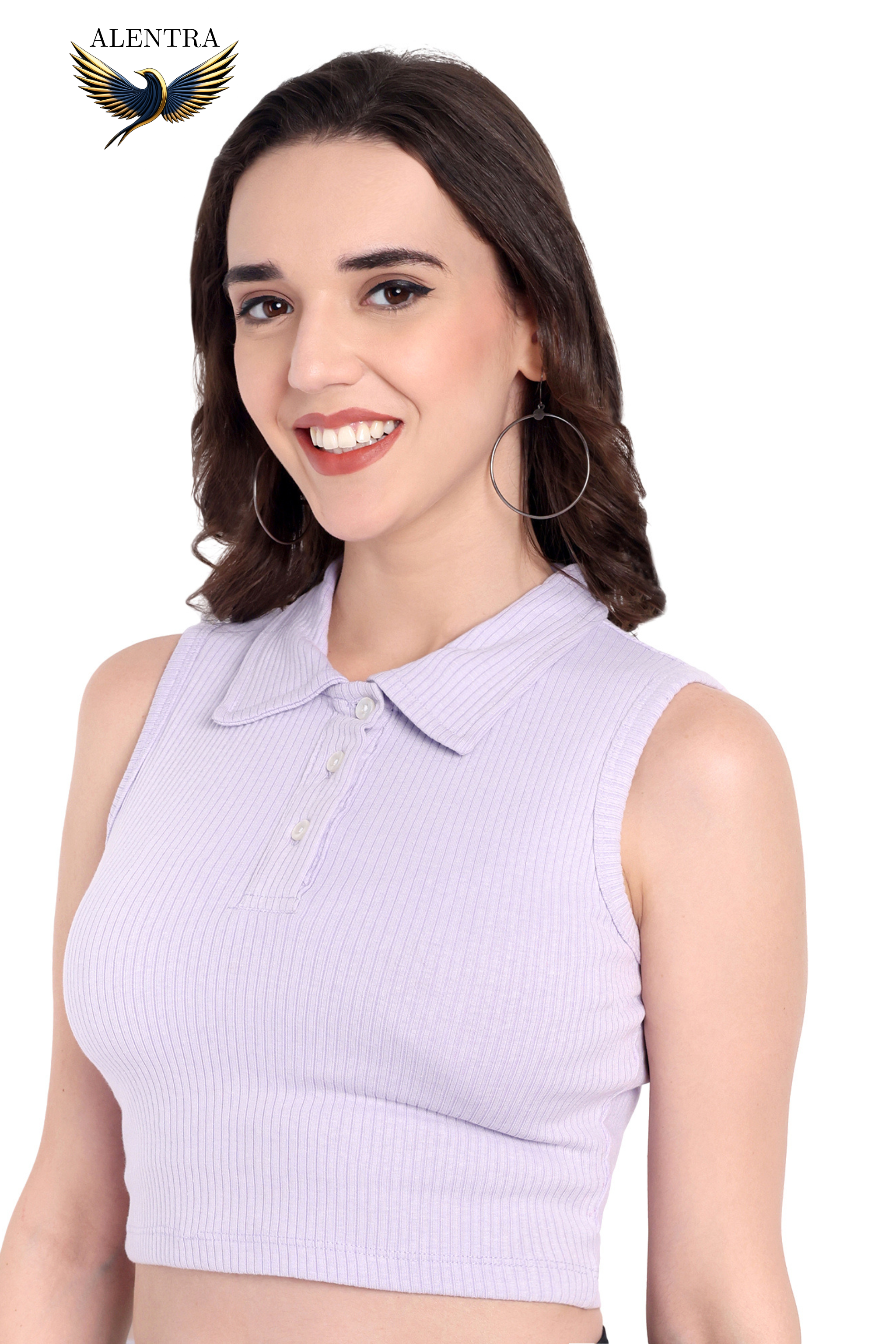 Sleeveless Polo Crop Top