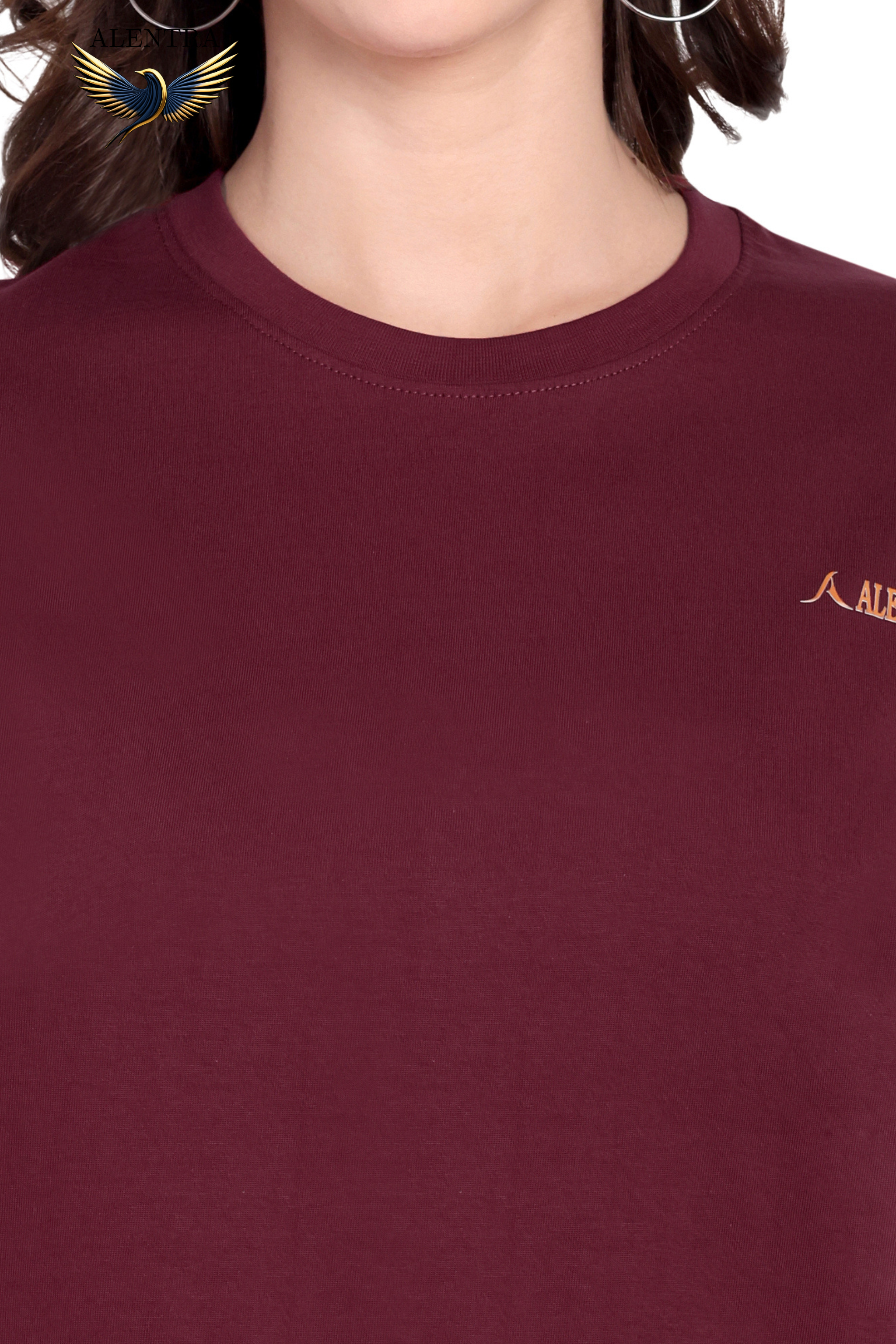 Alentra Maroon Cotton T-Shirt