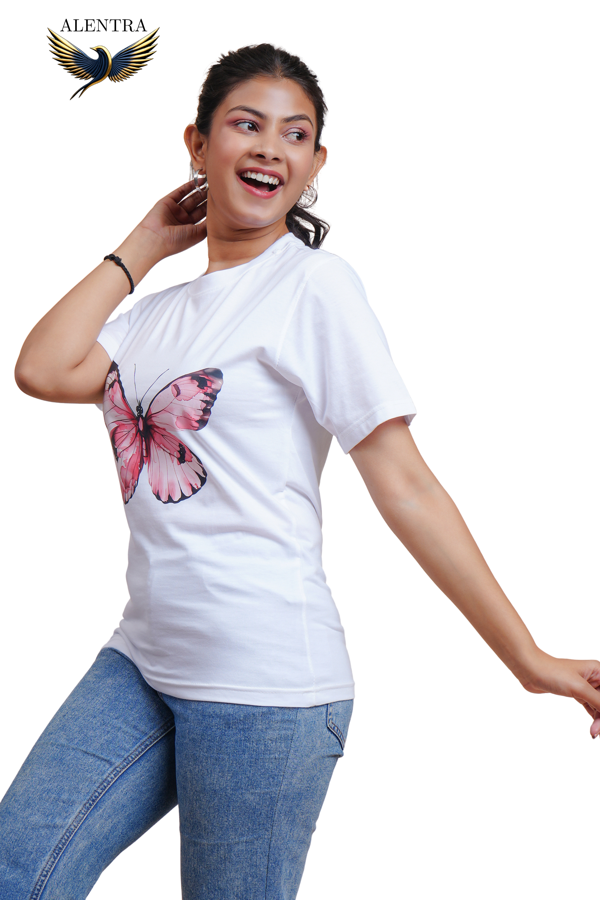 Butterfly Print White T-Shirt