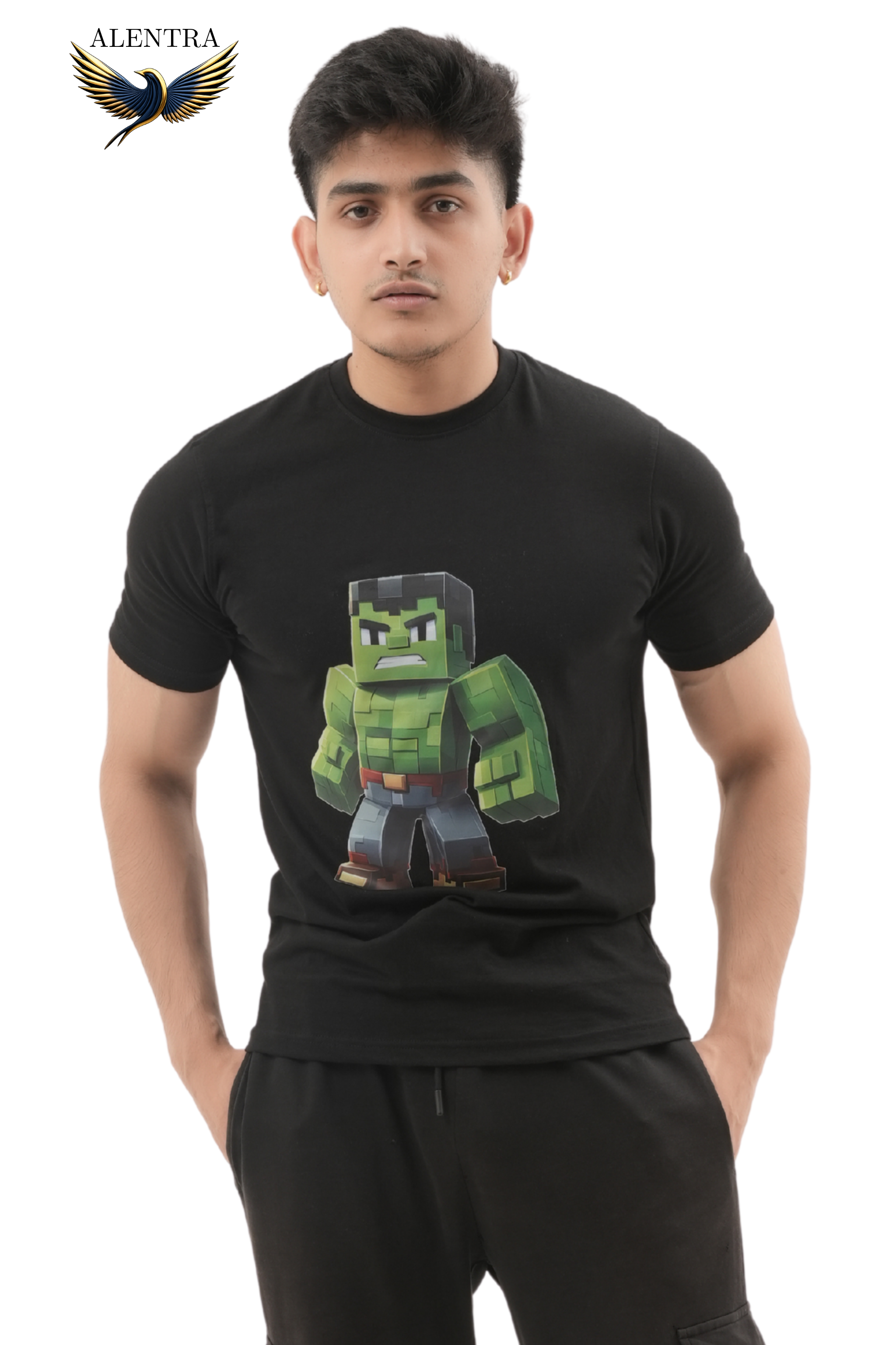 Hulk Pixel Art Black T-Shirt
