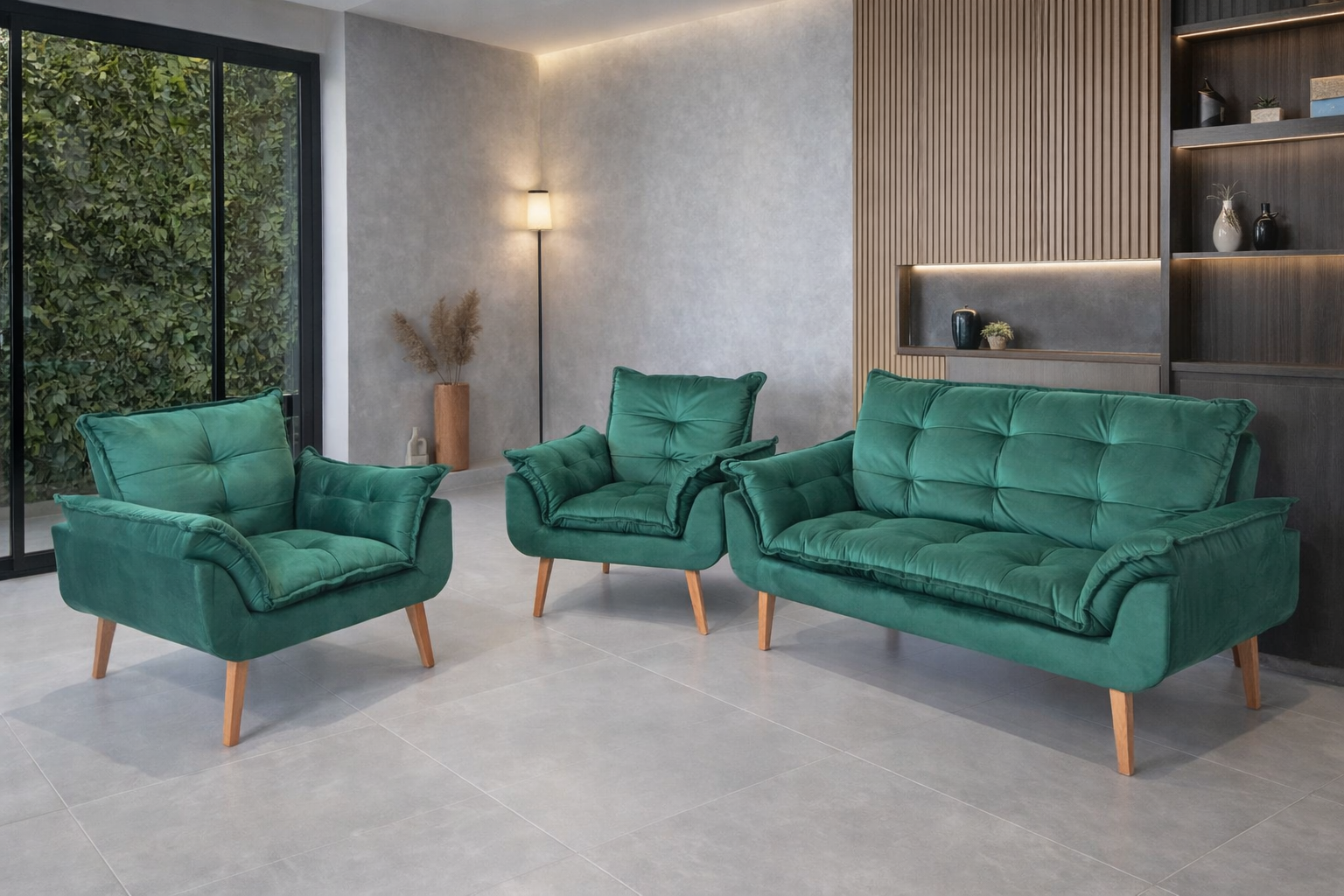 Conjunto de sofás verdes
