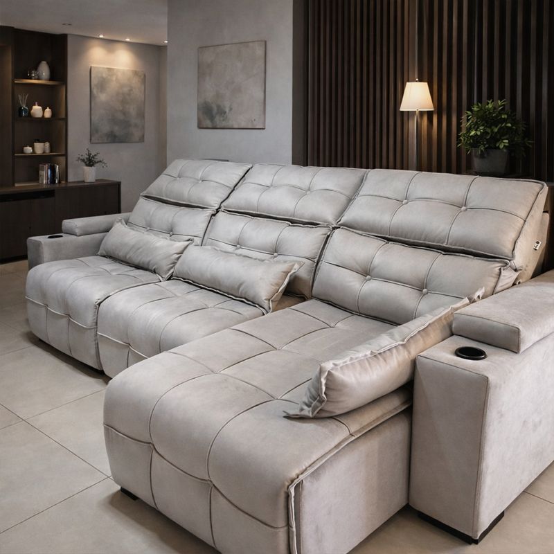 Sofá reclinável cinza claro