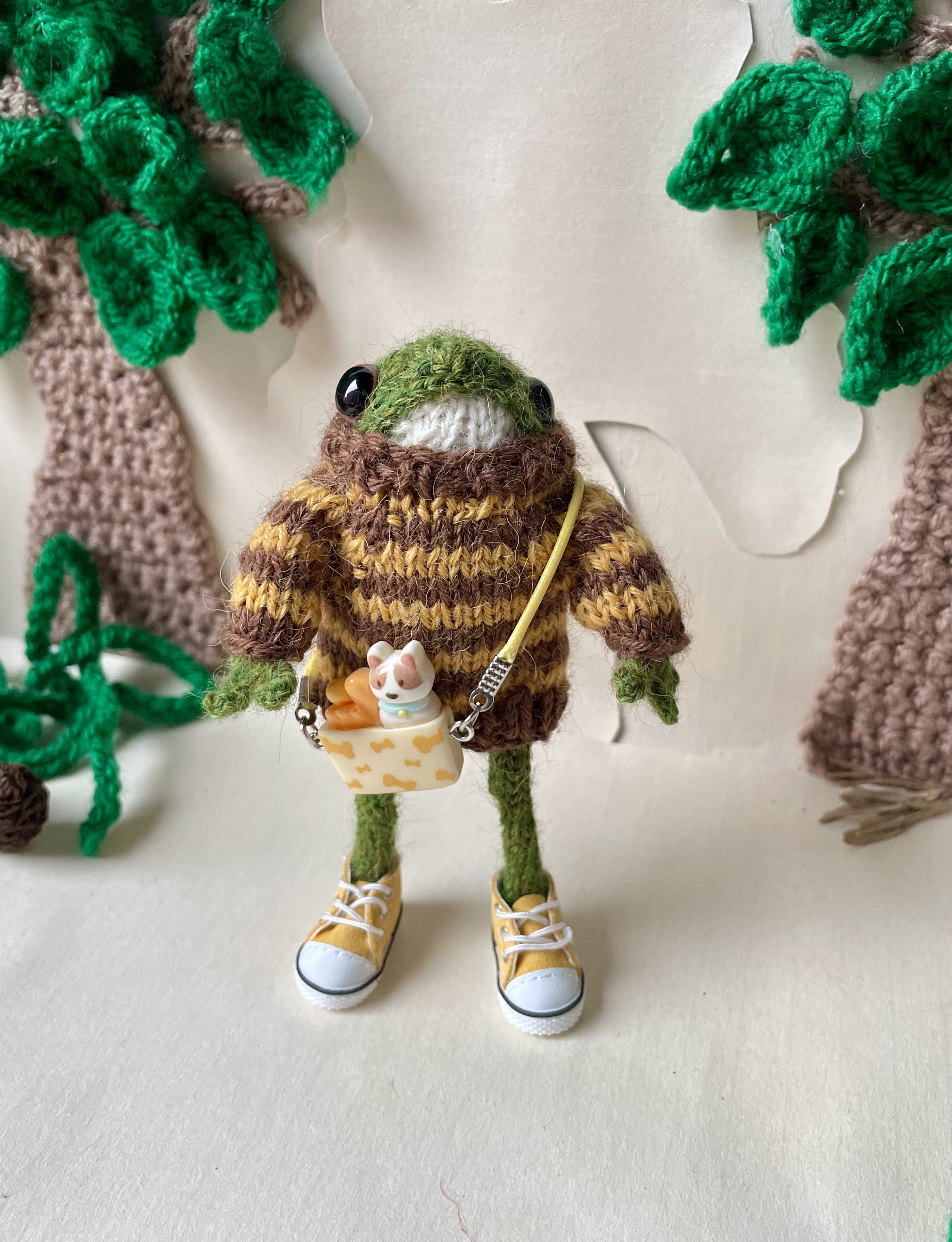 Jasper the Frog with is little dog bag