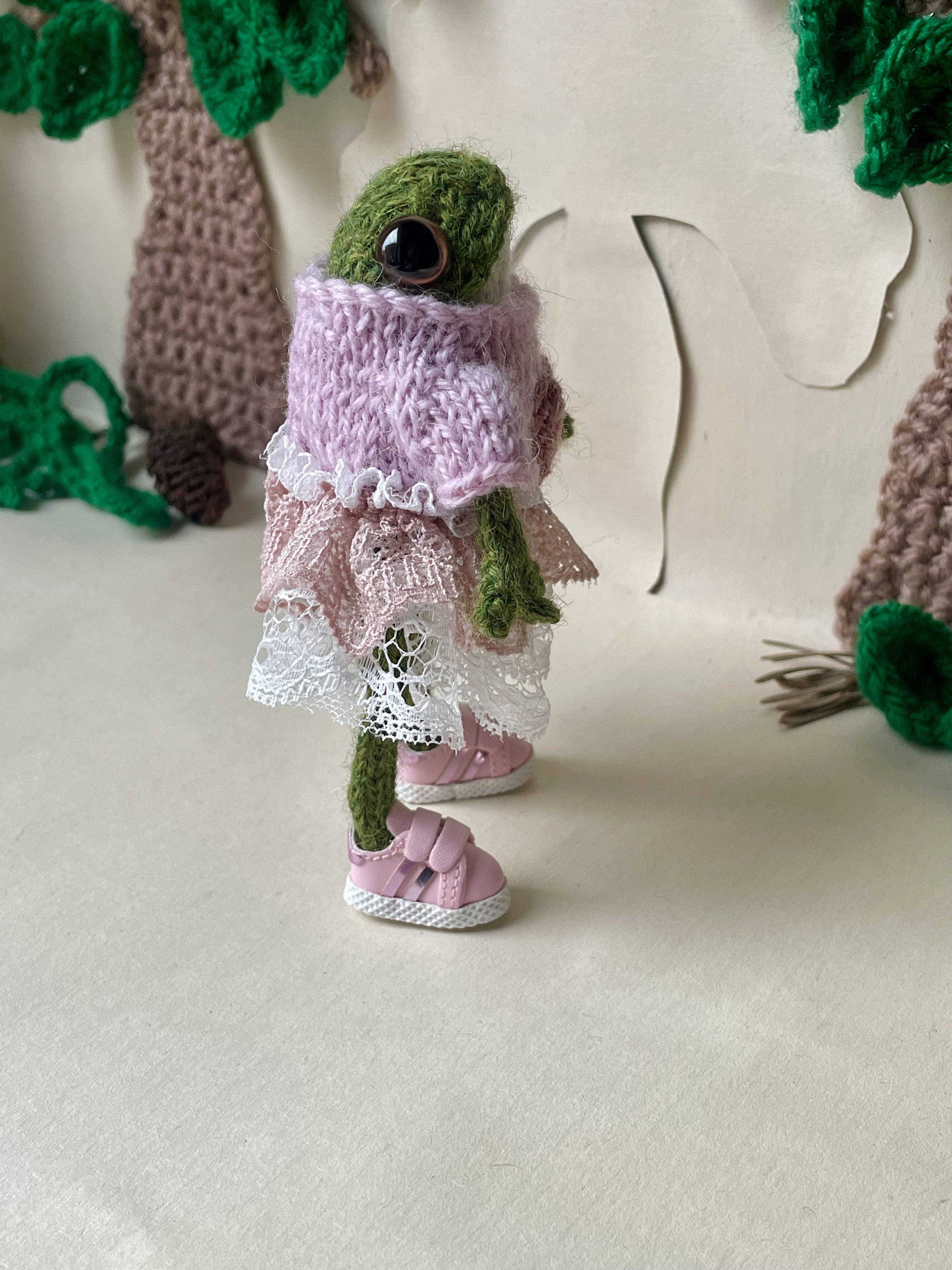 Tilly the little Froggette wearing a pretty dress 