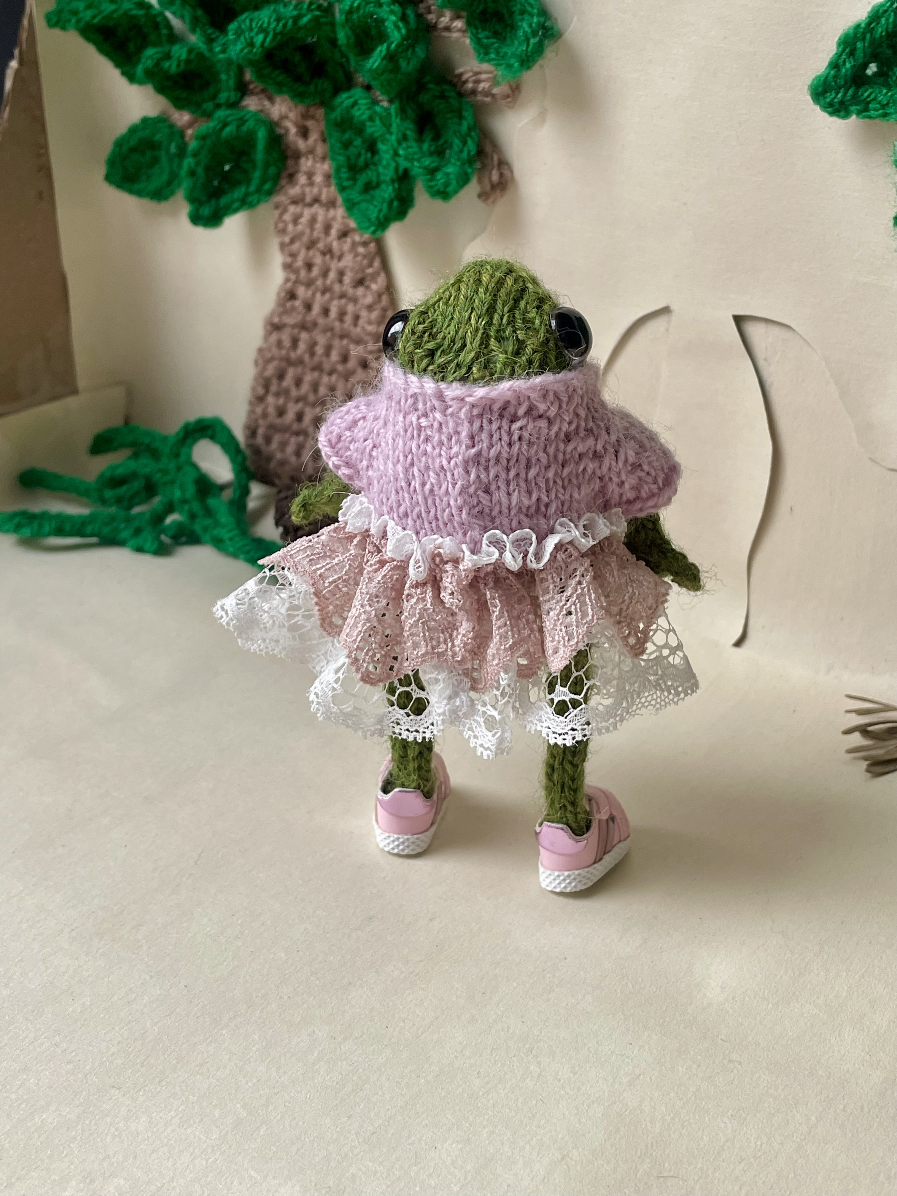 Tilly the little Froggette wearing a pretty dress 