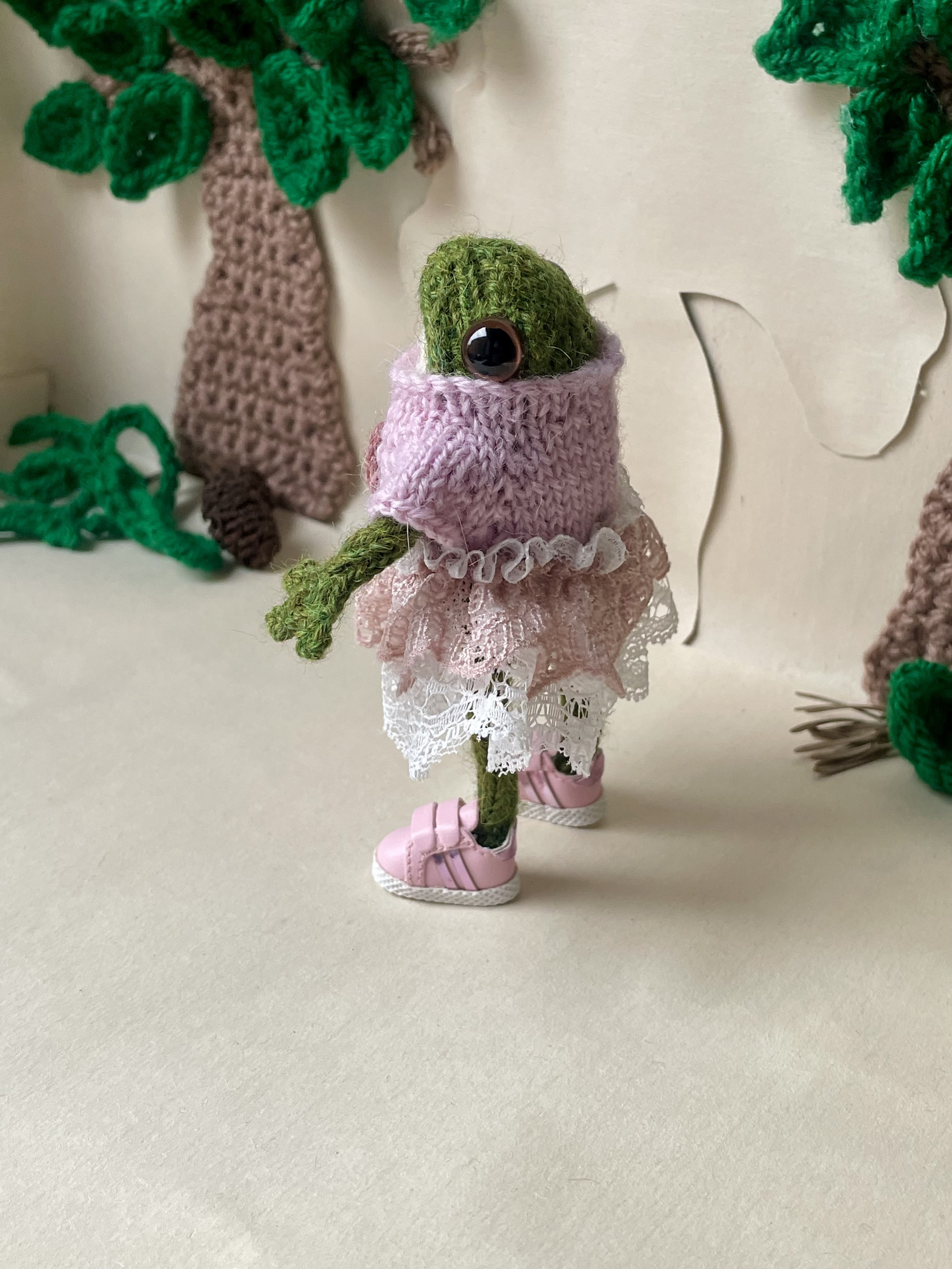 Tilly the little Froggette wearing a pretty dress 