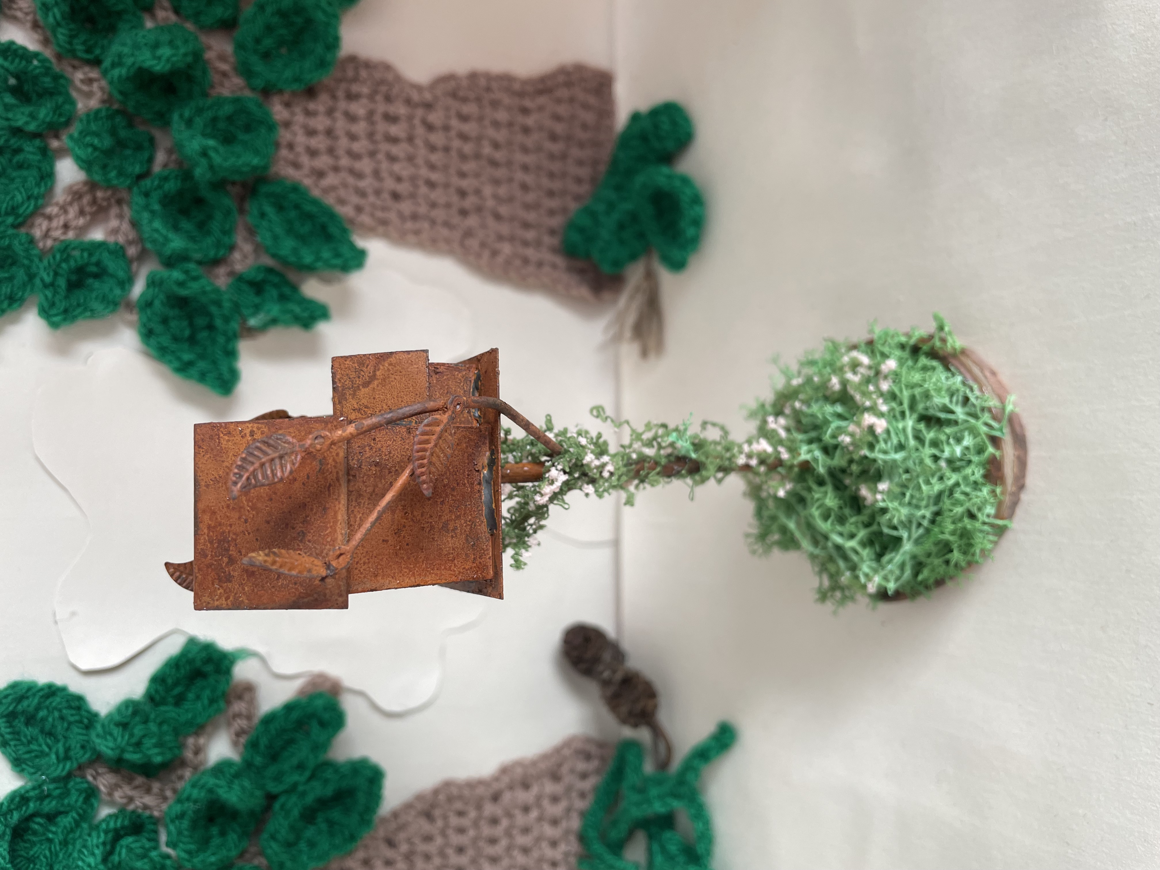 Little fairytale metal birdhouse ornament 