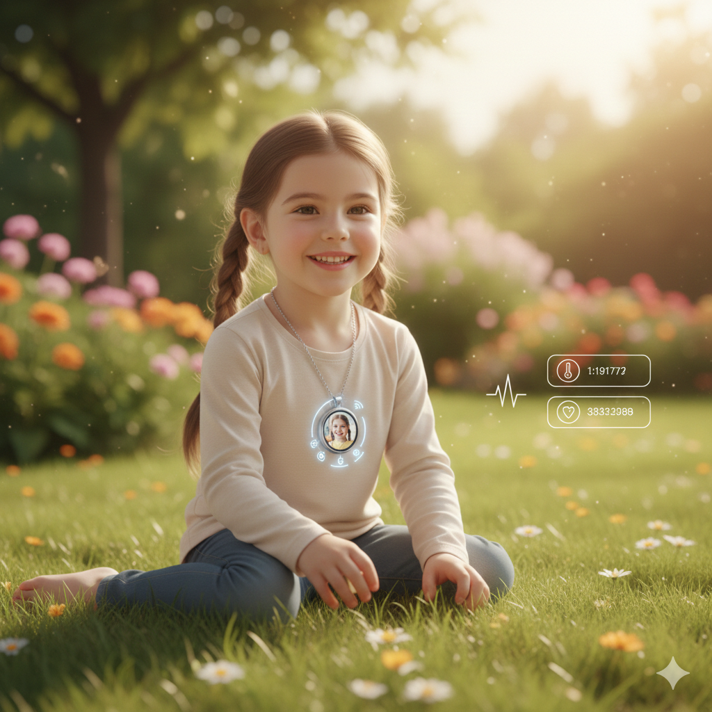 Smart Kids Health Tracker Necklace قلادة ذكية بصورة شخصية