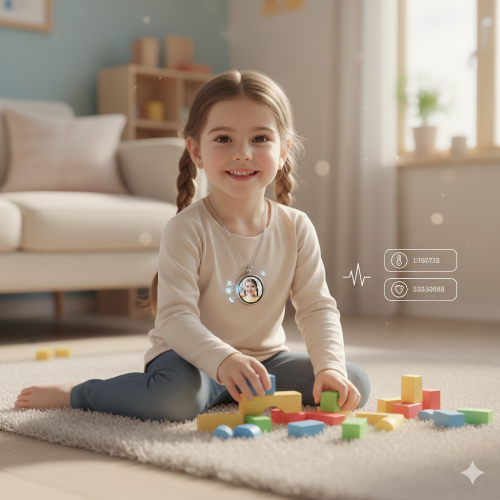 Smart Kids Health Tracker Necklace قلادة ذكية بصورة شخصية