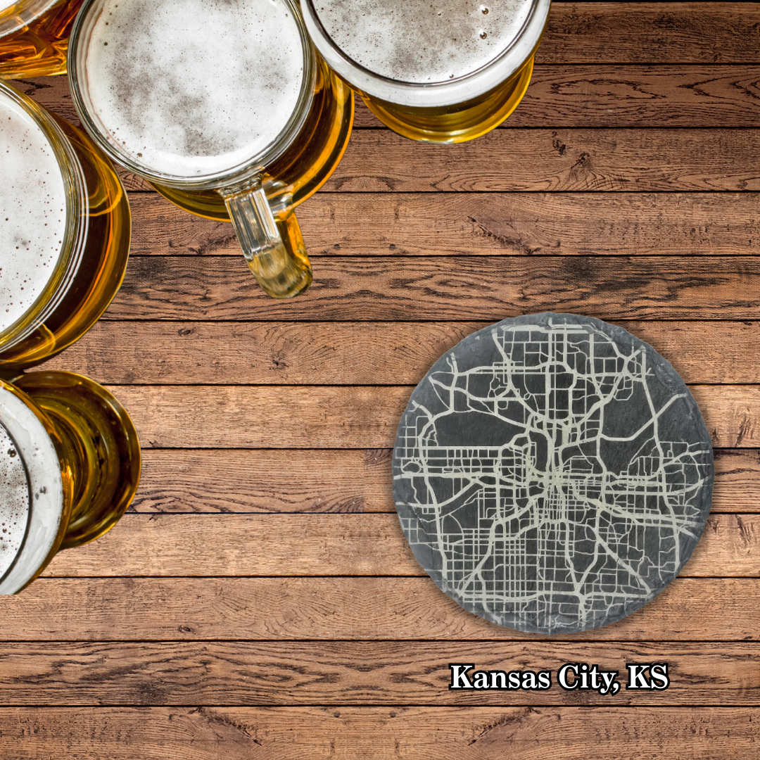 Custom City Map Slate Coasters (Set of 4)