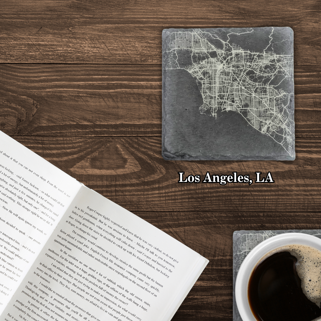 Custom City Map Slate Coasters (Set of 4)