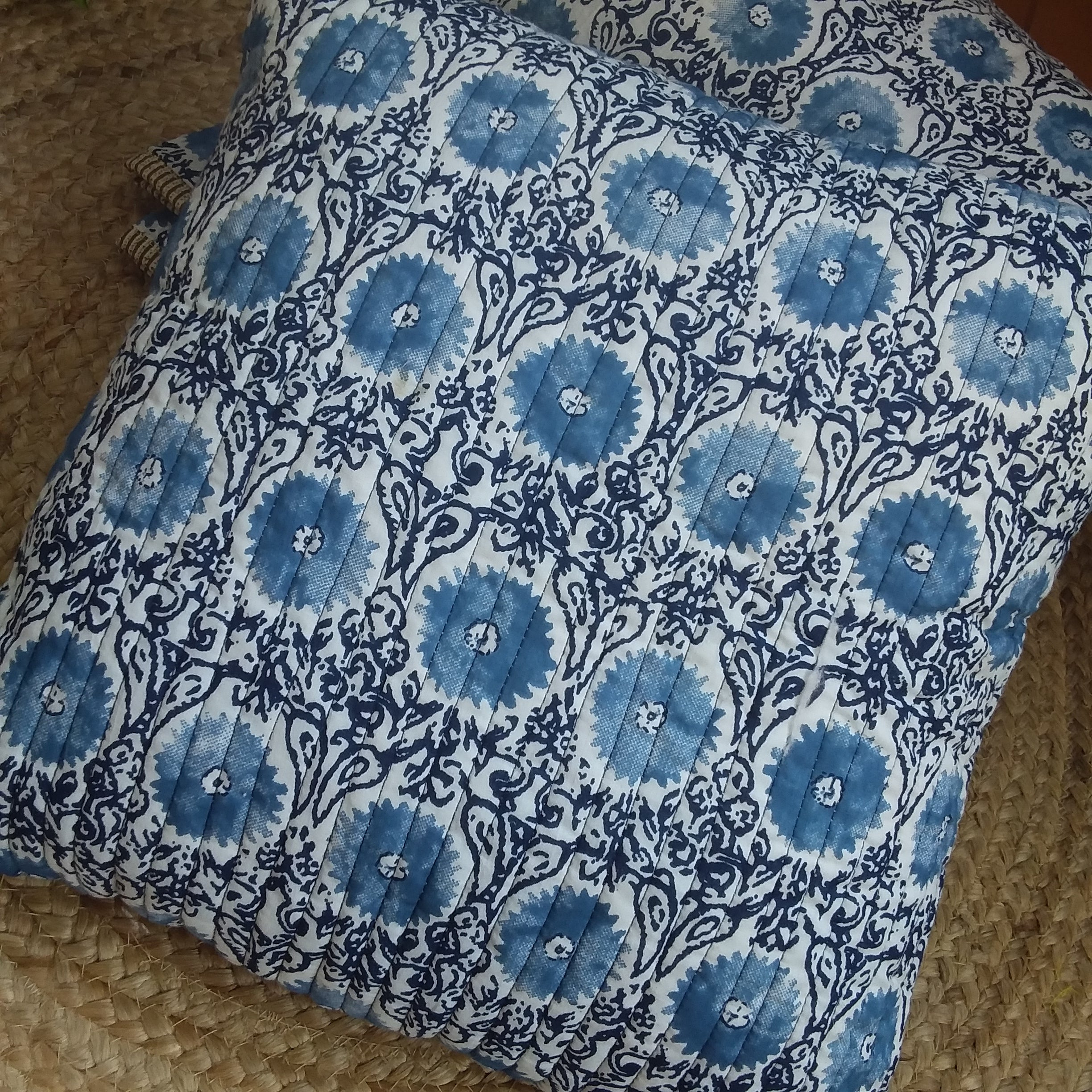 Square Quilted Cotton Cushion Cover