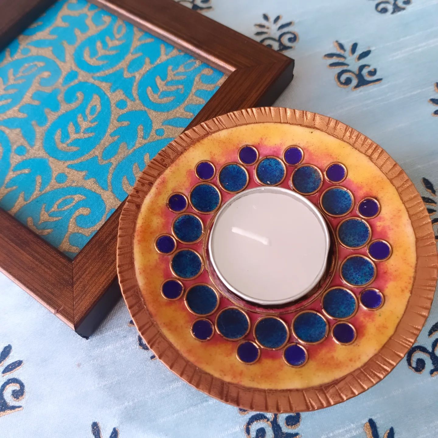 Copper enamel T-light Holder