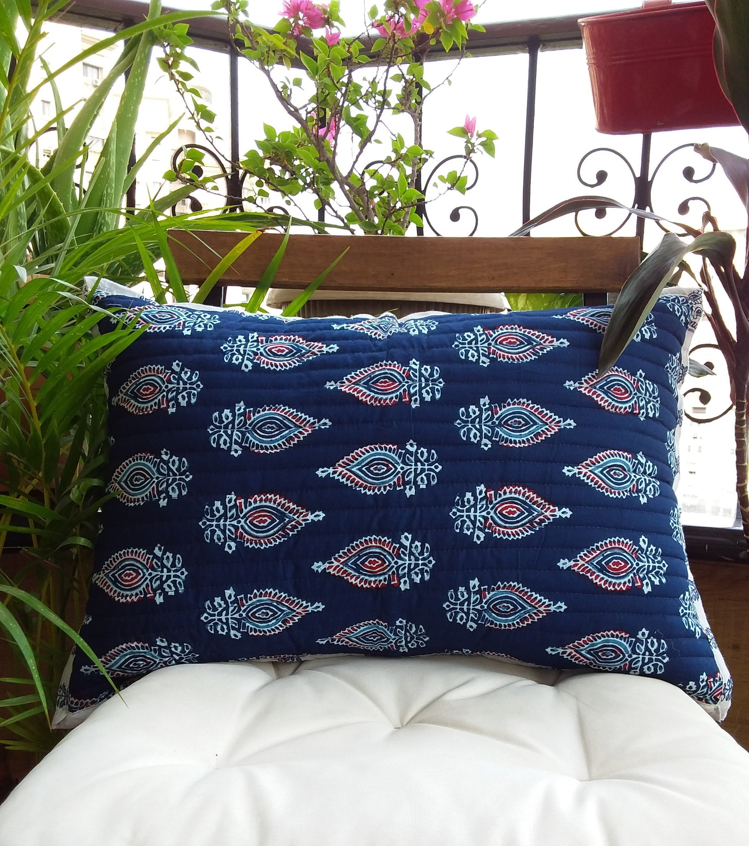 Rectangle Quilted Cotton Cushion Cover
