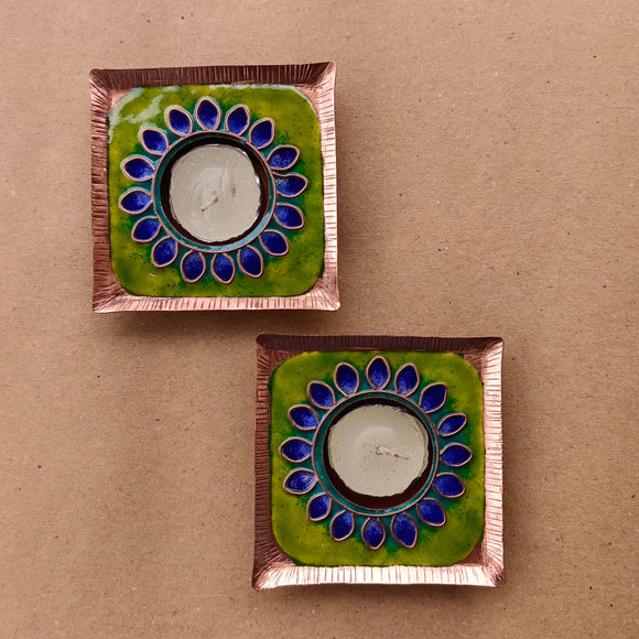 Copper enamel T-light Holder